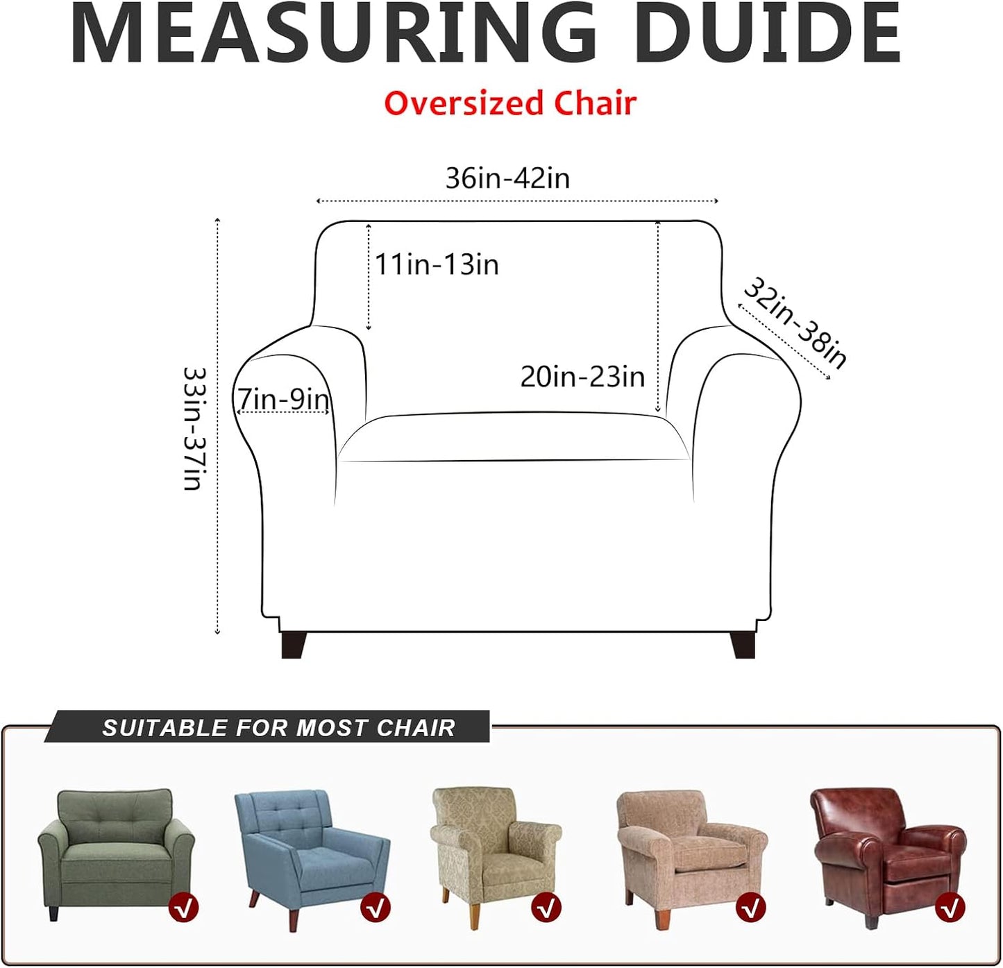 Single Sofa Cover for Home Décor, Super Soft Leather-Like Spandex Armchair Slipcover, Washable Non-Slip 1-Piece Chair Cover (Oversized Chair,Dark Brown)