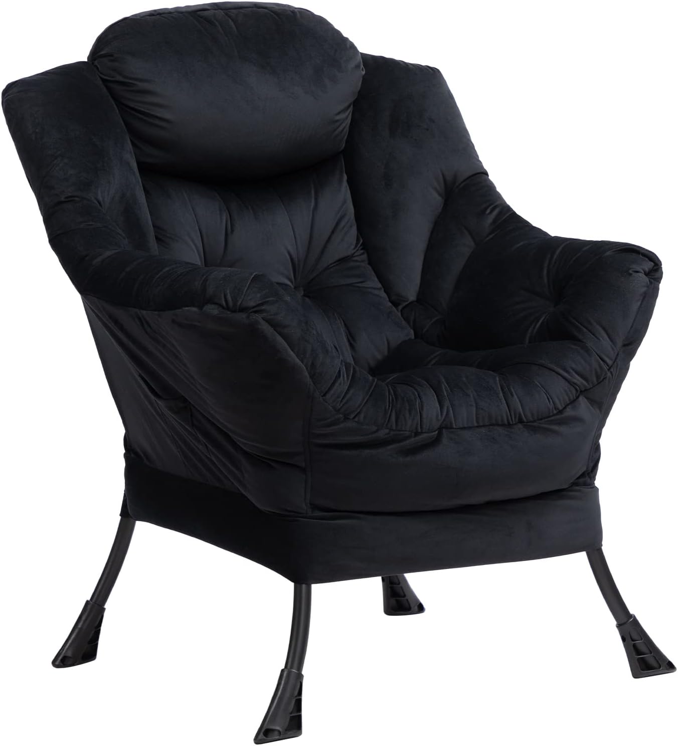 Fabric Large Lazy Chair for Living Room Accent Reading Chair Cozy Lounge Chair with Armrest Leisure Sofa Chair for Bedroom, Dorm, Dark Grey