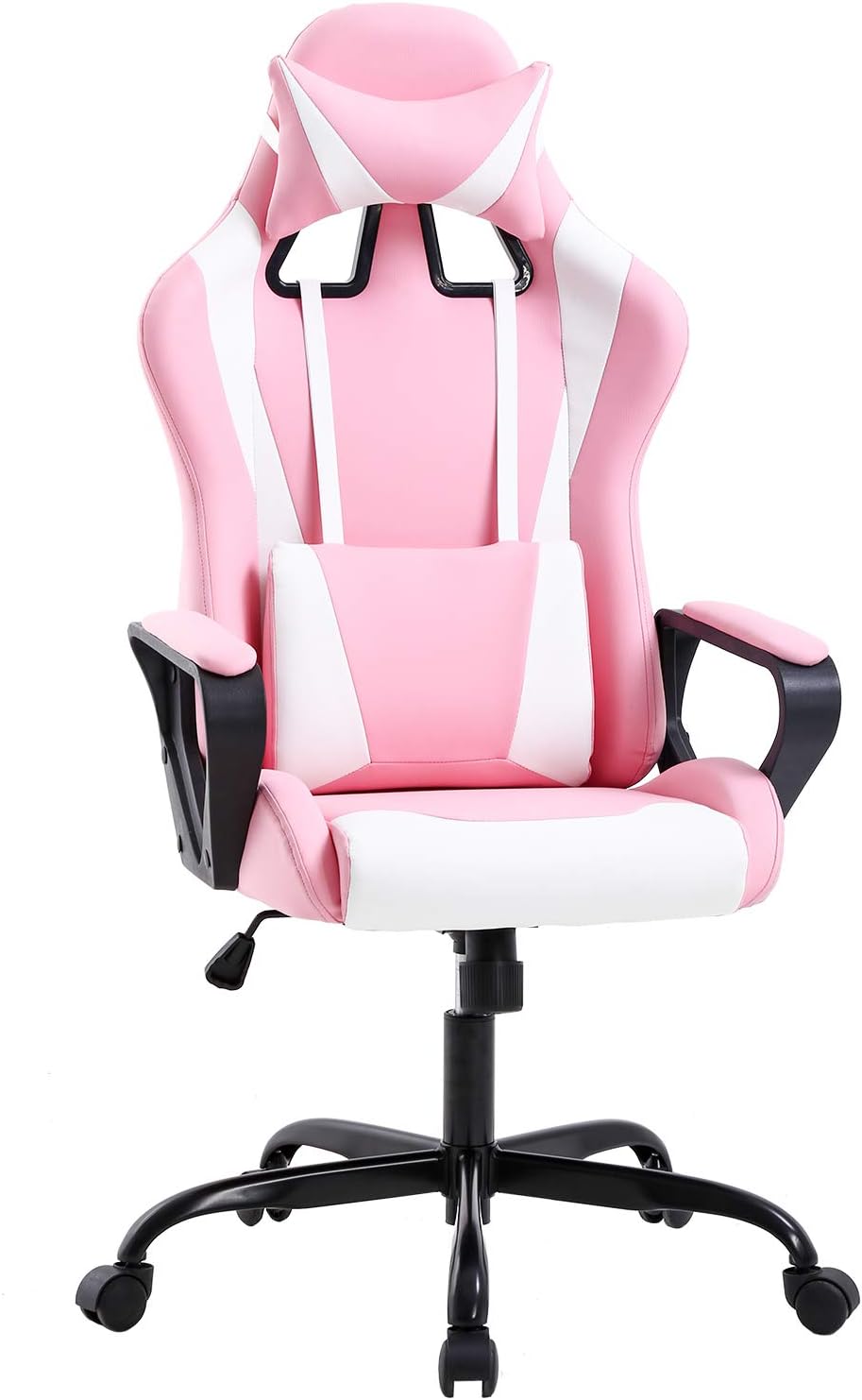 High-Back Gaming Chair PC Office Chair Computer Racing Chair PU Desk Task Chair Ergonomic Executive Swivel Rolling Chair with Lumbar Support for Back Pain Women, Men,White