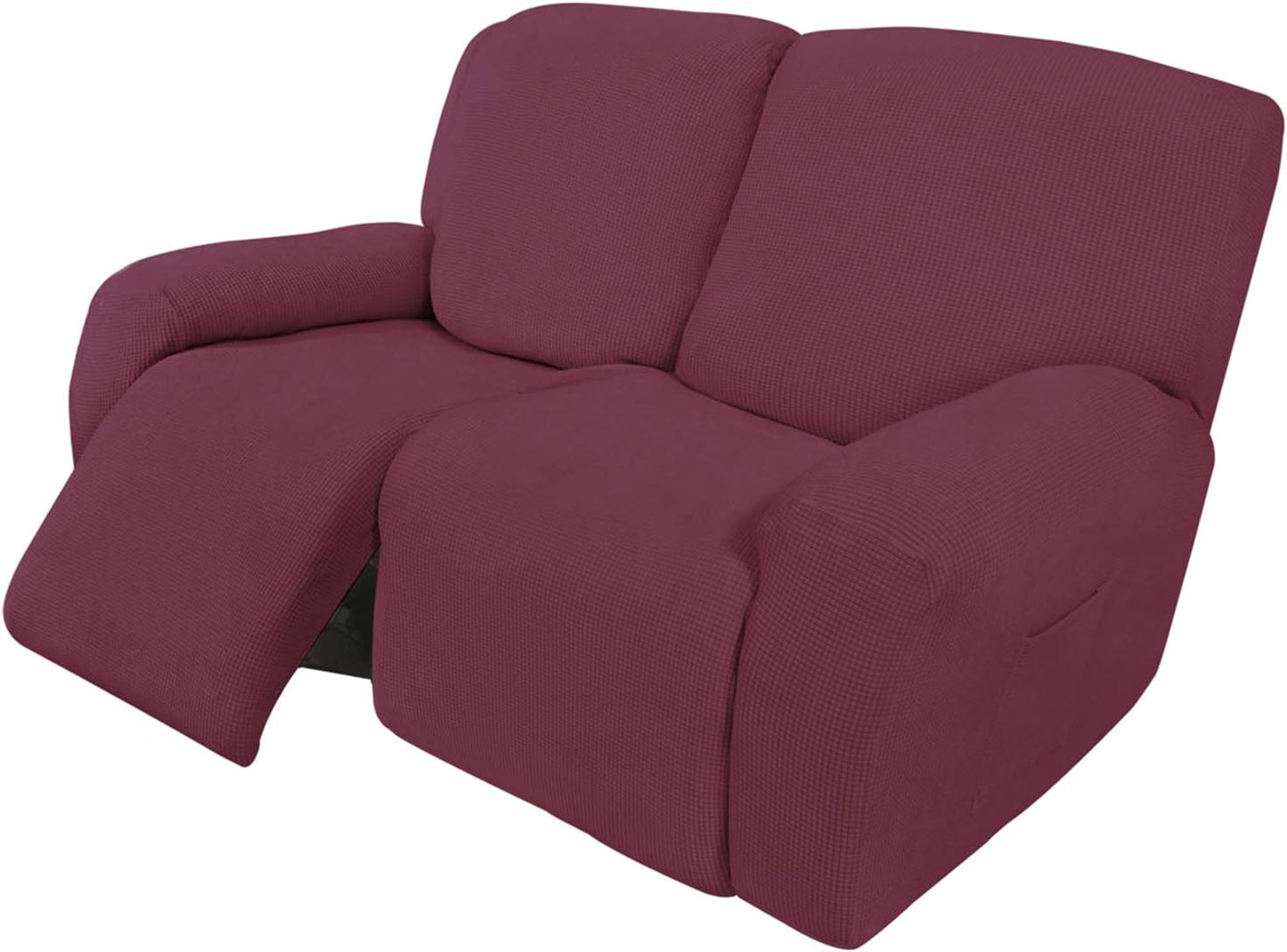 Recliner Stretch Sofa Slipcover Sofa Cover 4-Pieces Furniture Protector Couch Soft with Elastic Bottom Spandex Jacquard Fabric Small Checks(Large,Black)