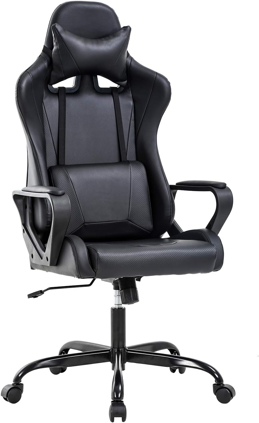 High-Back Gaming Chair PC Office Chair Computer Racing Chair PU Desk Task Chair Ergonomic Executive Swivel Rolling Chair with Lumbar Support for Back Pain Women, Men,White