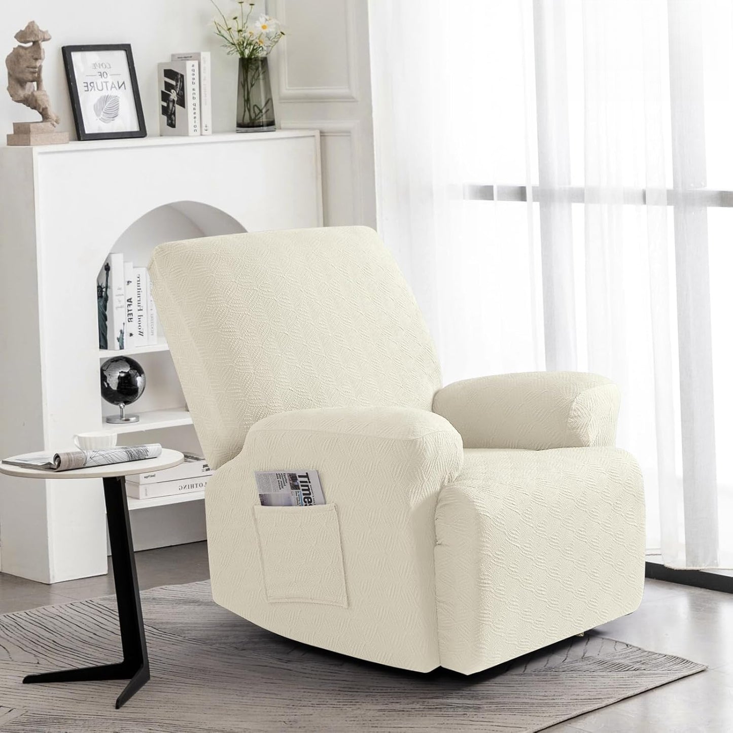 Recliner Covers Recliner Chair Covers Reclining Couch Covers Sofa Slipcovers Stretch Soft Washable (Single-Seater, Cream)