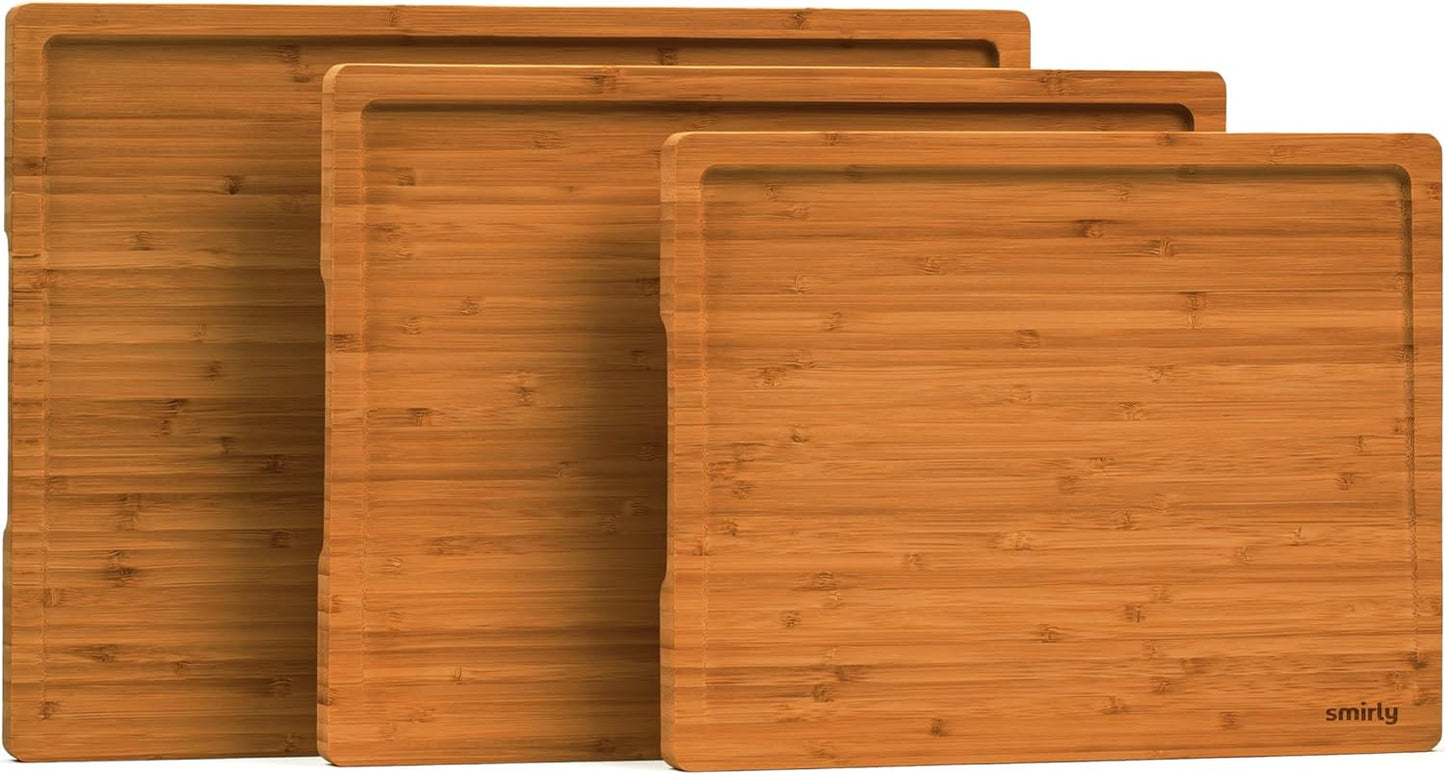 Wooden Cutting Boards For Kitchen Meal Prep & Serving - Bamboo Cutting Board Set with Holder, Charcuterie & Chopping Board, Wooden Cutting Board Set, Kitchen Gadgets