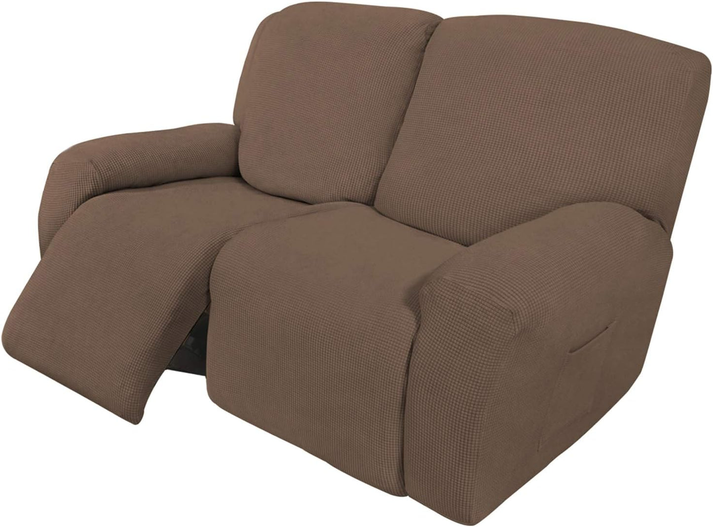 Recliner Stretch Sofa Slipcover Sofa Cover 4-Pieces Furniture Protector Couch Soft with Elastic Bottom Spandex Jacquard Fabric Small Checks(Large,Black)
