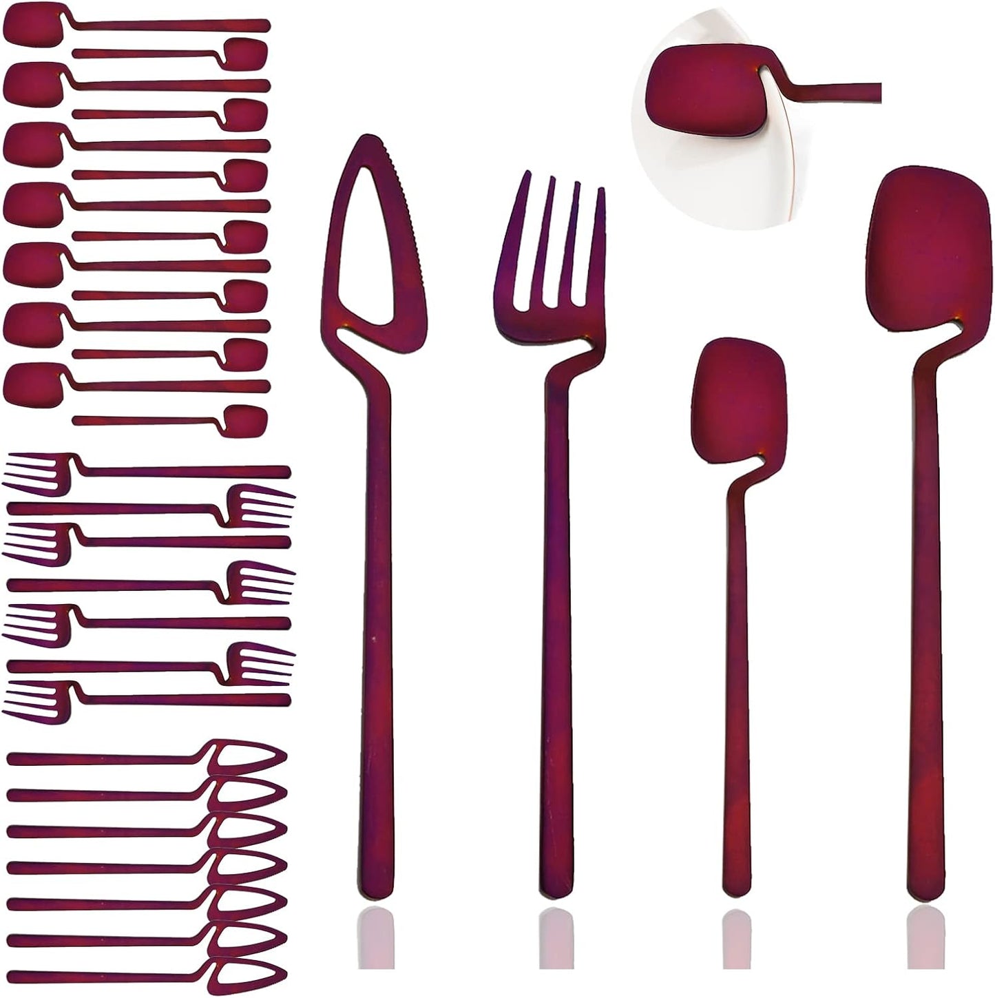 Silverware Set Satin Finish 24-Piece Stainless Steel Flatware Set Kitchen Utensil Set Service for 6 Tableware Cutlery Set Dishwasher Safe (Matte Black)