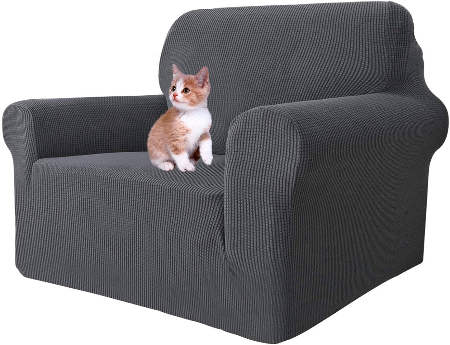 Super Stretch Couch Cover for 3 Cushion Couch, 1-Piece Universal Sofa Covers Living Room Jacquard Spandex Furniture Protector Dogs Pet Friendly Fitted (Large, Black)