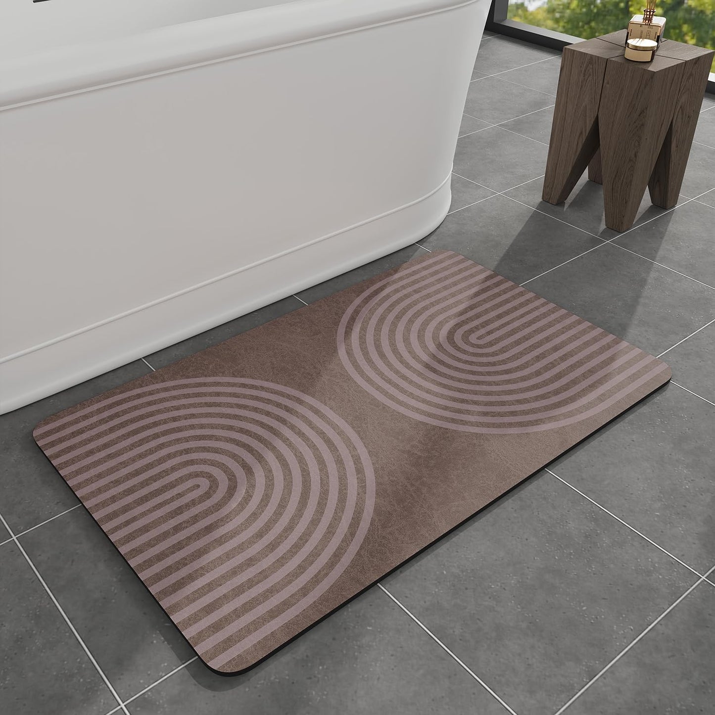 Bath Mat Rug-Rubber Backing Non Slip Quick Dry Absorbent Thin Bathroom Rugs Fit Under Door-Faux Suede Surface Bathroom Floor Mats-Shower Rug for in Front of Bathtub Shower Gray 24"X70"
