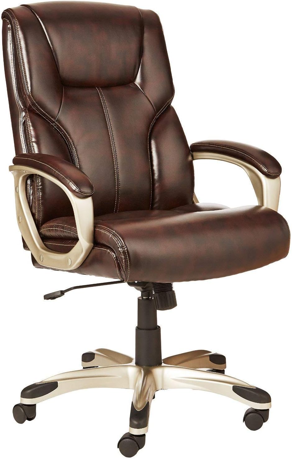 Basics Executive Home Office Desk Chair with Padded Armrests, Adjustable Height and Tilt, Rolling Swivel Chair, 275 Pound Capacity, White and Pewter
