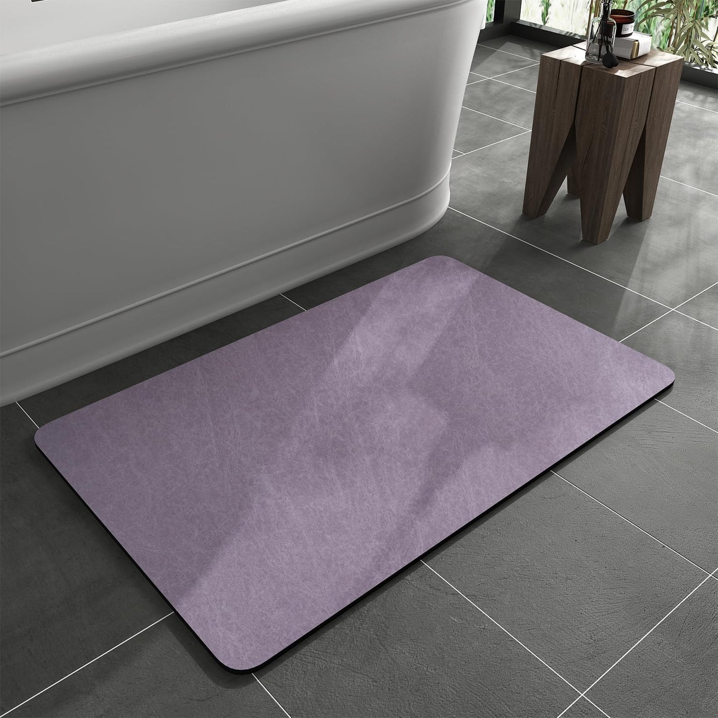 Bath Mat Rug-Rubber Backing Non Slip Quick Dry Absorbent Thin Bathroom Rugs Fit Under Door-Faux Suede Surface Bathroom Floor Mats-Shower Rug for in Front of Bathtub Shower Gray 24"X70"