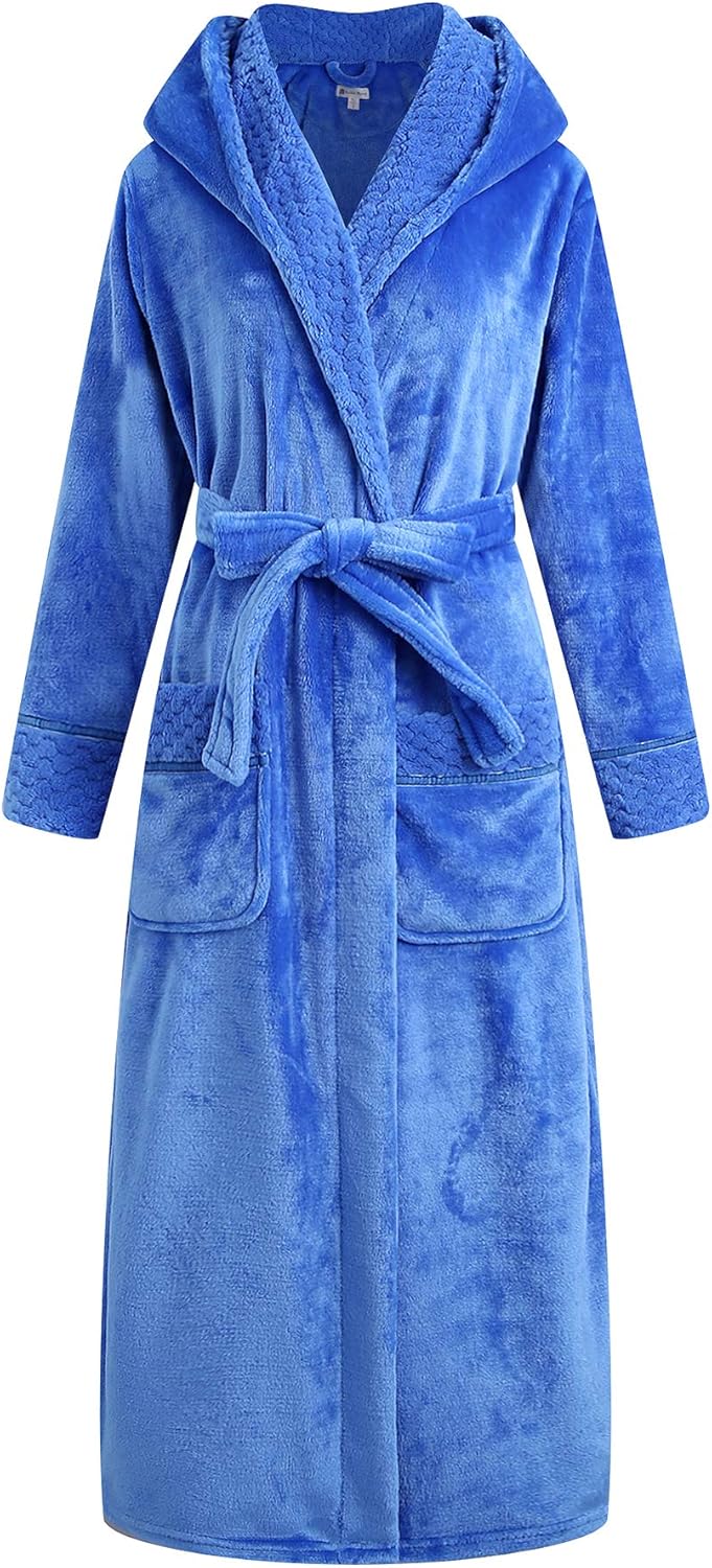 Women's Plush Soft Warm Fleece Bathrobe Robe