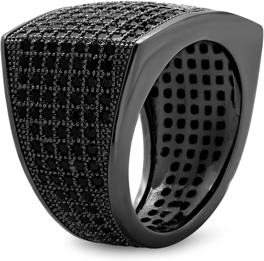 Black Plated Micro-Pave Iced Out Cubic Zirconia Square Top Ring