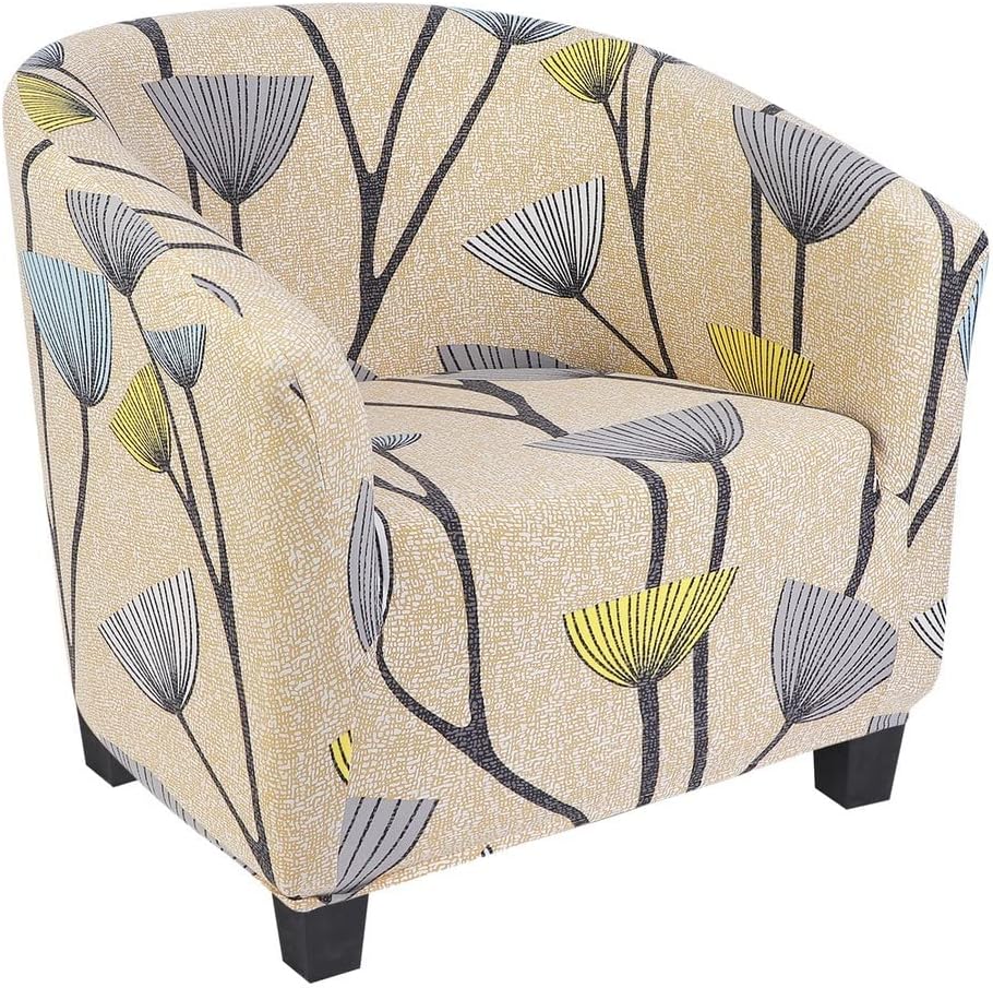 Club Chair Slipcover Stretch Barrel Chair Covers Jacquard Tub Chair Slipcover Spandex Armchair Sofa Cover Removable Couch Furniture Protector Arm Chair Cover for Living Room(Creamy-White)