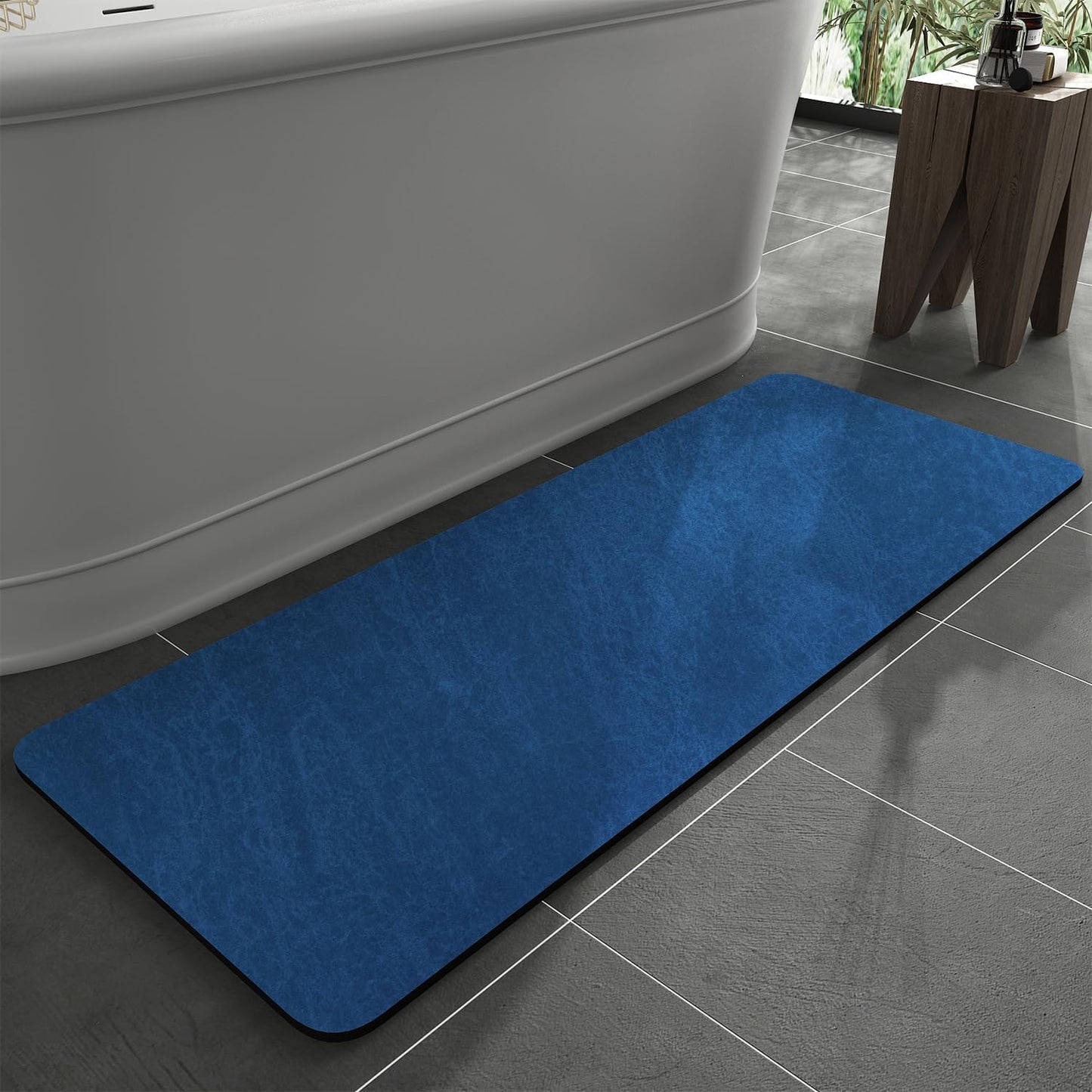 Bath Mat Rug-Rubber Backing Non Slip Quick Dry Absorbent Thin Bathroom Rugs Fit Under Door-Faux Suede Surface Bathroom Floor Mats-Shower Rug for in Front of Bathtub Shower Gray 24"X70"