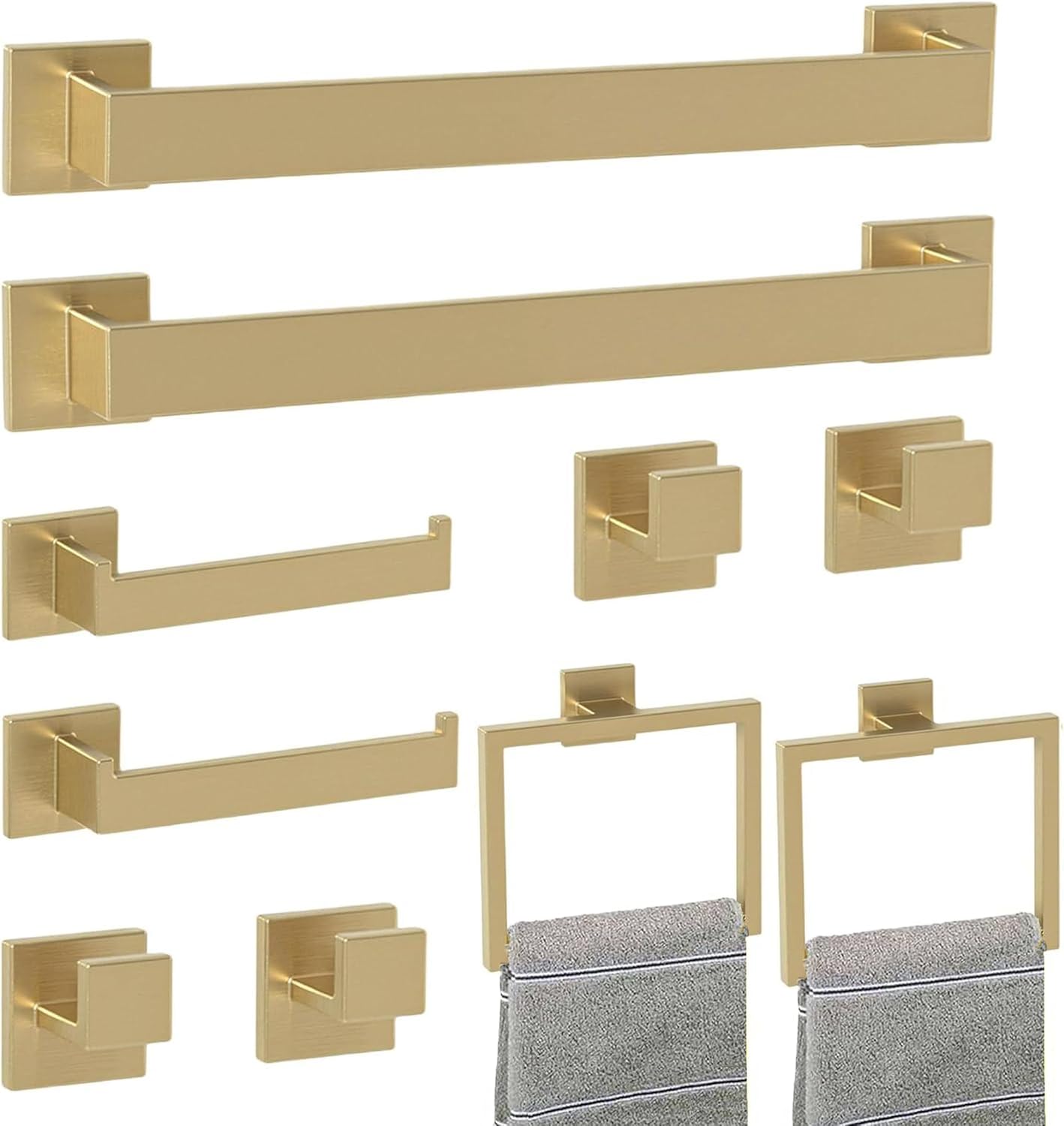 5-Pieces Matte Black Bathroom Hardware Accessories Set, SUS304 Stainless Steel Bath Towel Bar Set, Towel Racks for Bathroom Wall Mounted.