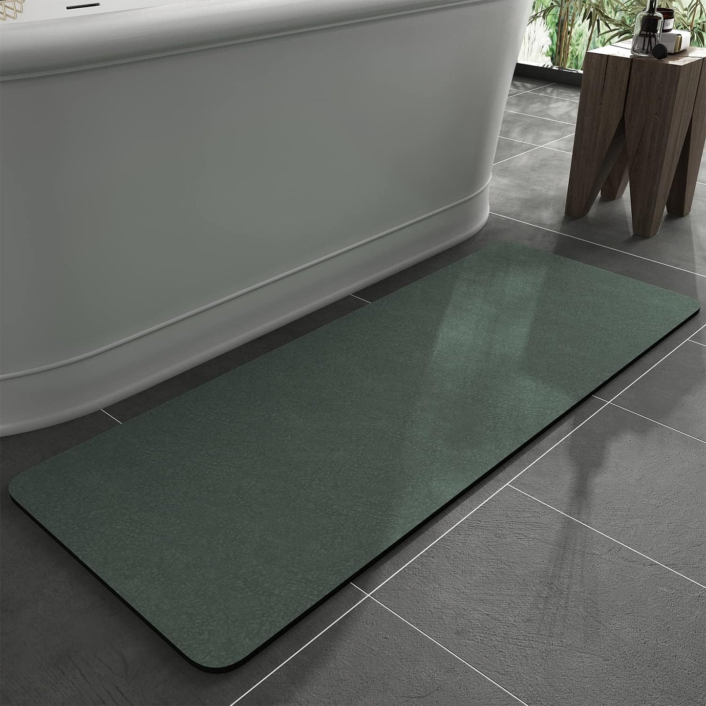 Bath Mat Rug-Rubber Backing Non Slip Quick Dry Absorbent Thin Bathroom Rugs Fit Under Door-Faux Suede Surface Bathroom Floor Mats-Shower Rug for in Front of Bathtub Shower Gray 24"X70"