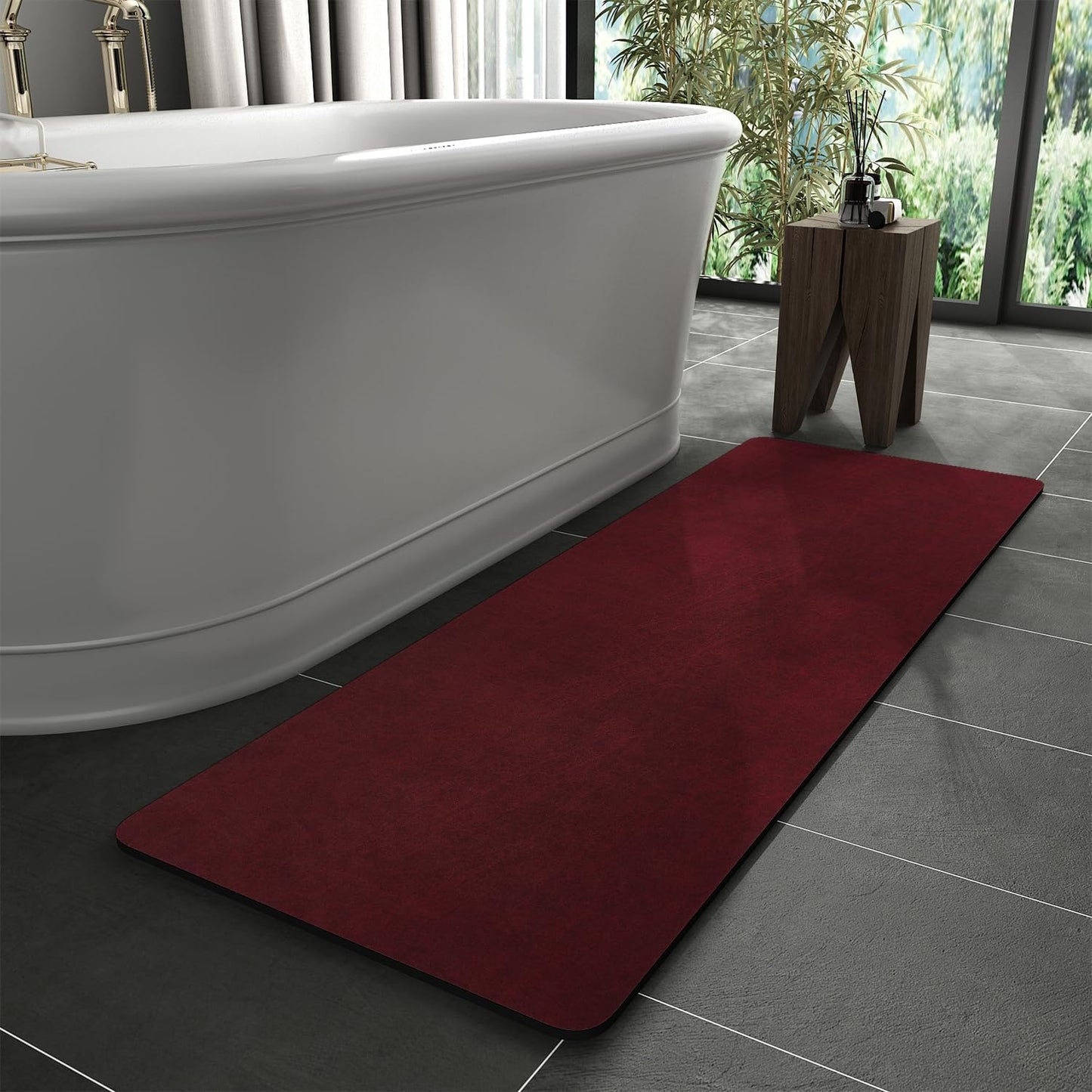 Bath Mat Rug-Rubber Backing Non Slip Quick Dry Absorbent Thin Bathroom Rugs Fit Under Door-Faux Suede Surface Bathroom Floor Mats-Shower Rug for in Front of Bathtub Shower Gray 24"X70"