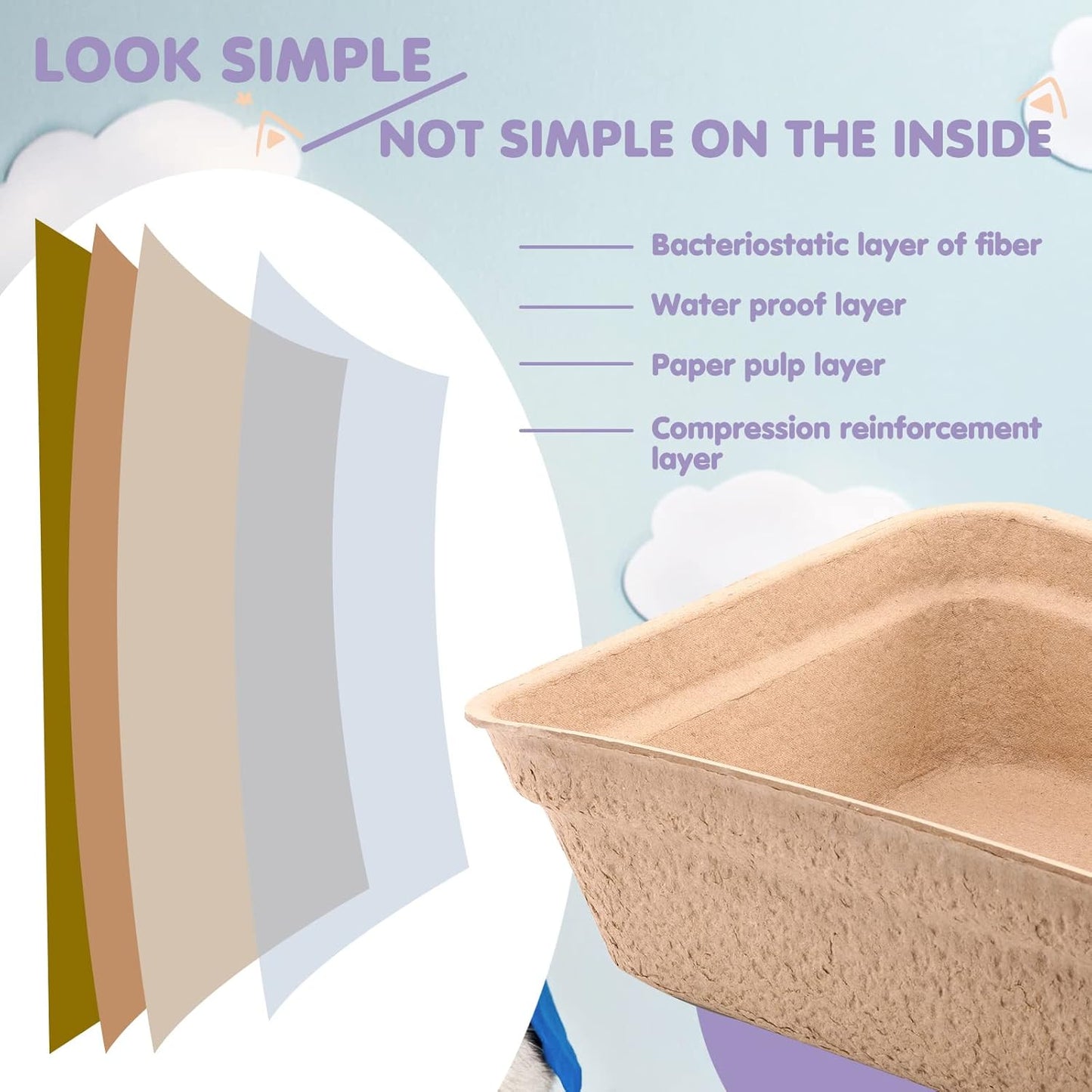 8 Pieces Disposable Cat Litter Boxes Paper Pet Litter Tray Portable 2 in 1 Kitten Disposable Box for Cat, Hamster, Guinea Pig, Mice, Small Animals, 16.7 x 12.8 x 4.1 Inch