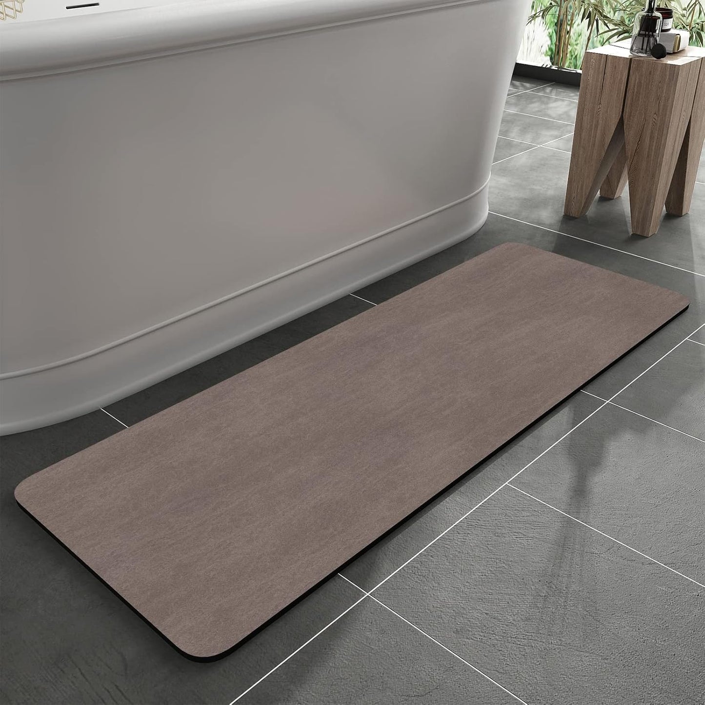 Bath Mat Rug-Rubber Backing Non Slip Quick Dry Absorbent Thin Bathroom Rugs Fit Under Door-Faux Suede Surface Bathroom Floor Mats-Shower Rug for in Front of Bathtub Shower Gray 24"X70"