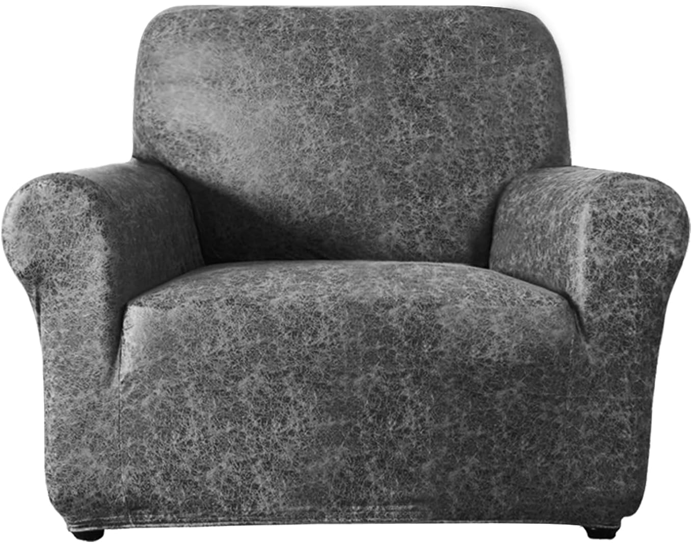 Single Sofa Cover for Home Décor, Super Soft Leather-Like Spandex Armchair Slipcover, Washable Non-Slip 1-Piece Chair Cover (Oversized Chair,Dark Brown)