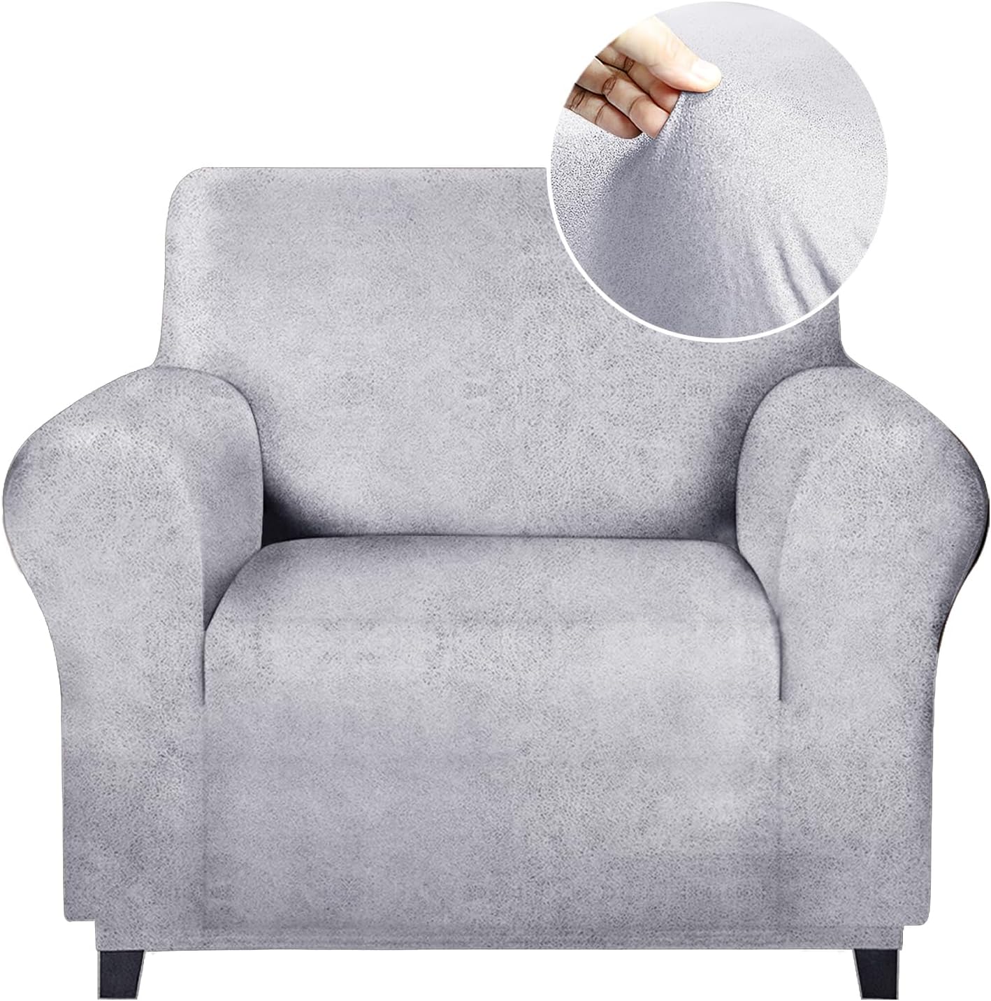 Single Sofa Cover for Home Décor, Super Soft Leather-Like Spandex Armchair Slipcover, Washable Non-Slip 1-Piece Chair Cover (Oversized Chair,Dark Brown)