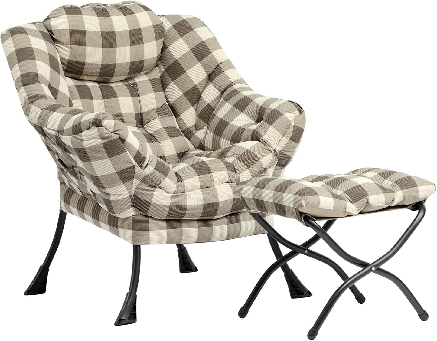 Fabric Large Lazy Chair for Living Room Accent Reading Chair Cozy Lounge Chair with Armrest Leisure Sofa Chair for Bedroom, Dorm, Dark Grey