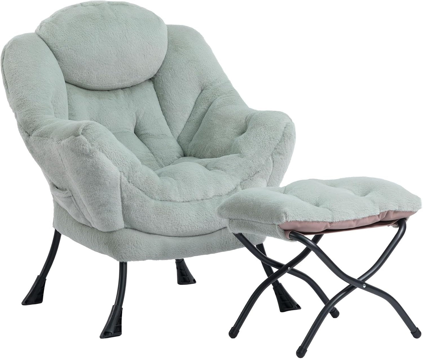 Fabric Large Lazy Chair for Living Room Accent Reading Chair Cozy Lounge Chair with Armrest Leisure Sofa Chair for Bedroom, Dorm, Dark Grey