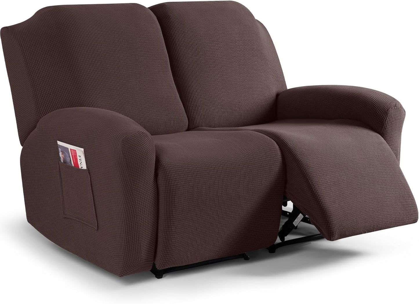 Recliner Sofa Covers 8-Pieces Stretch Large Couch Covers for 3 Seats Reclining Slipcovers Soft Jacquard Pattern Furniture Protector Black
