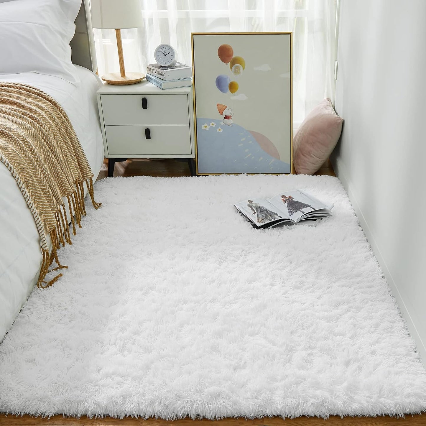 Rugs for Living Room Grey, Fluffy Shag Large Fuzzy Plush Soft Area Rug, 5x8 Gray Shaggy Carpets for Bedroom, Kids Boys Girls Dorm Nursery Home Decor Aesthetic
