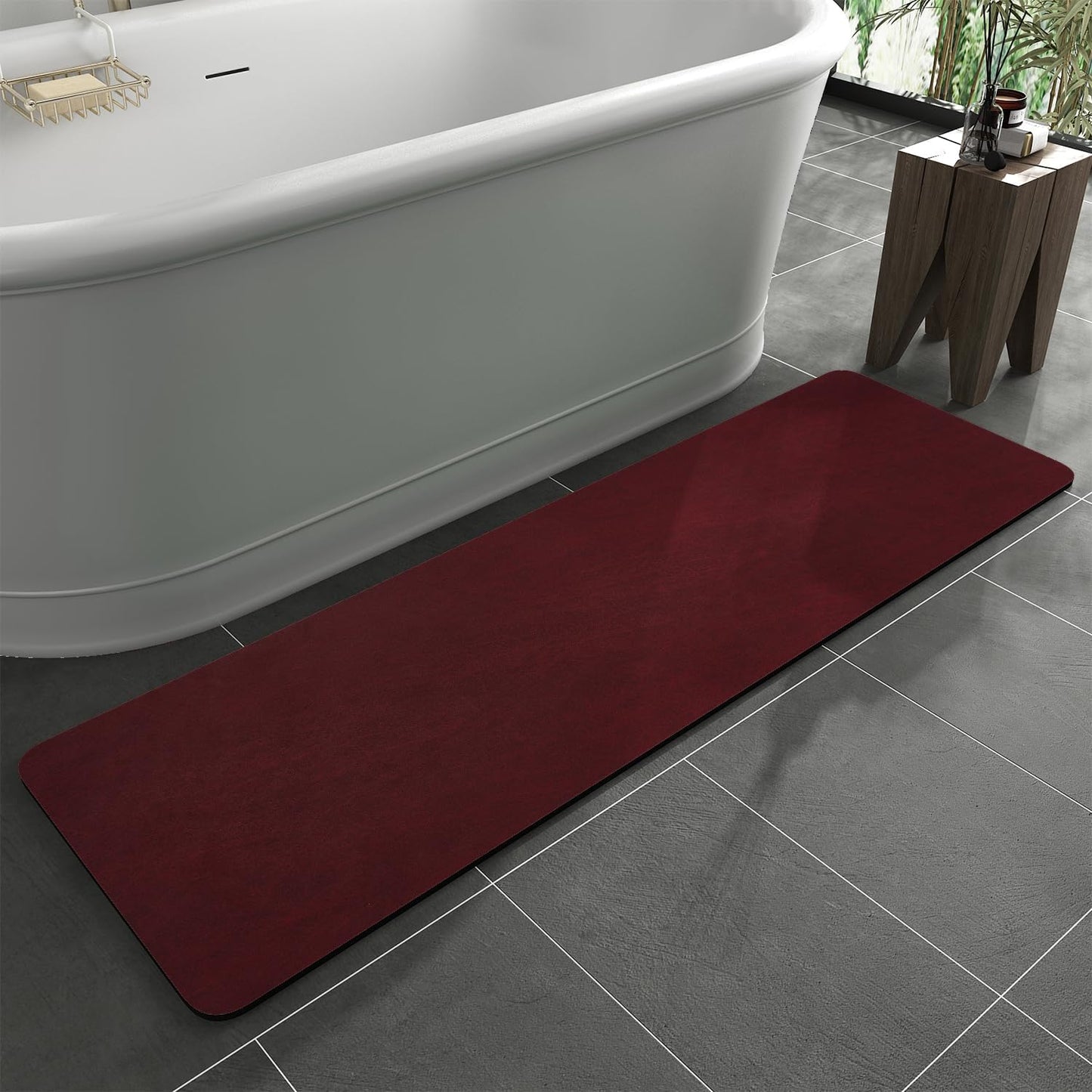 Bath Mat Rug-Rubber Backing Non Slip Quick Dry Absorbent Thin Bathroom Rugs Fit Under Door-Faux Suede Surface Bathroom Floor Mats-Shower Rug for in Front of Bathtub Shower Gray 24"X70"