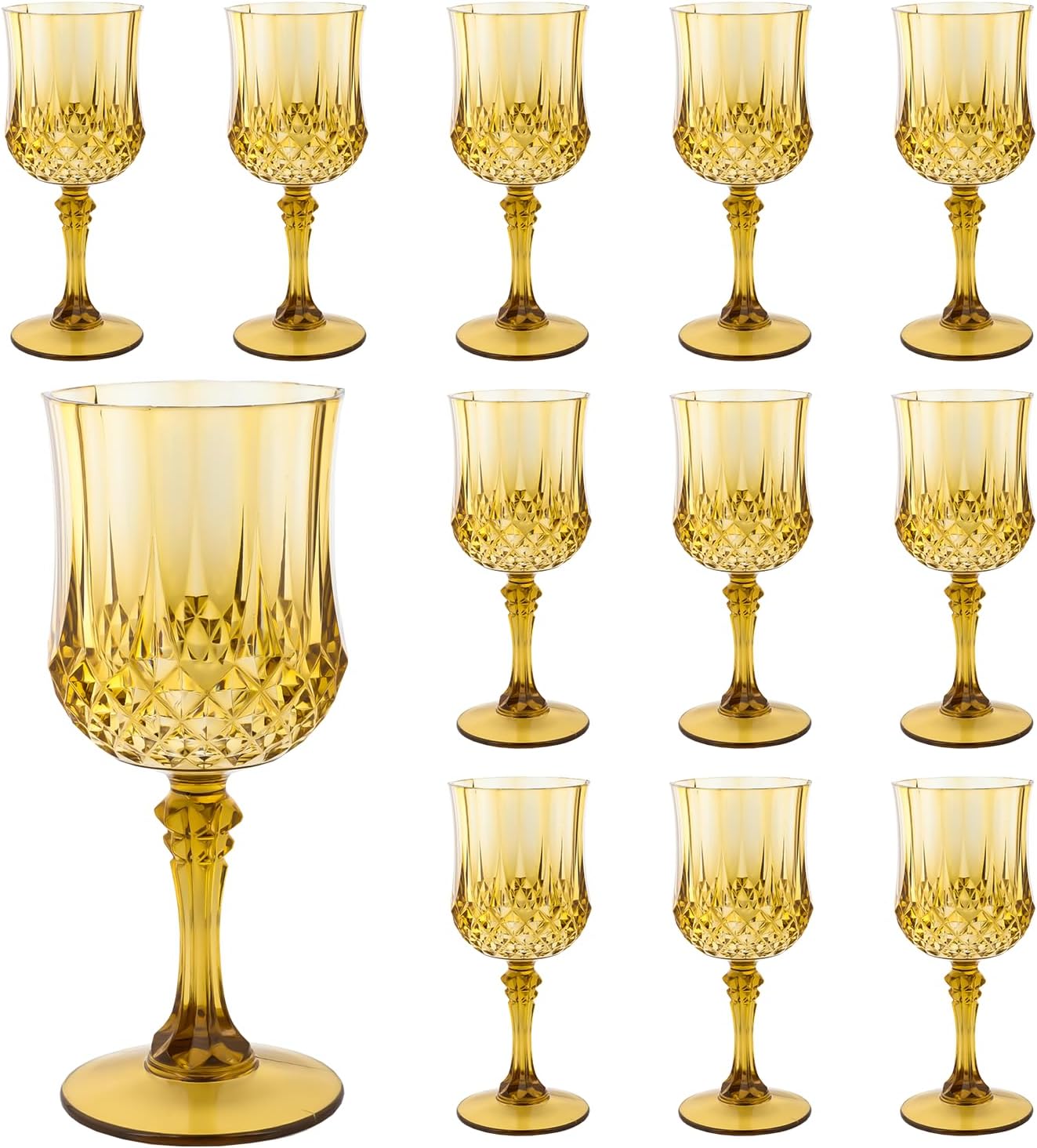 Transparent Plastic Wine Glasses，Transparent Plastic Goblets for Parties，Transparent Drinking Glasses for Wedding Reception, Grand Event Party Supplies (24, transparent)