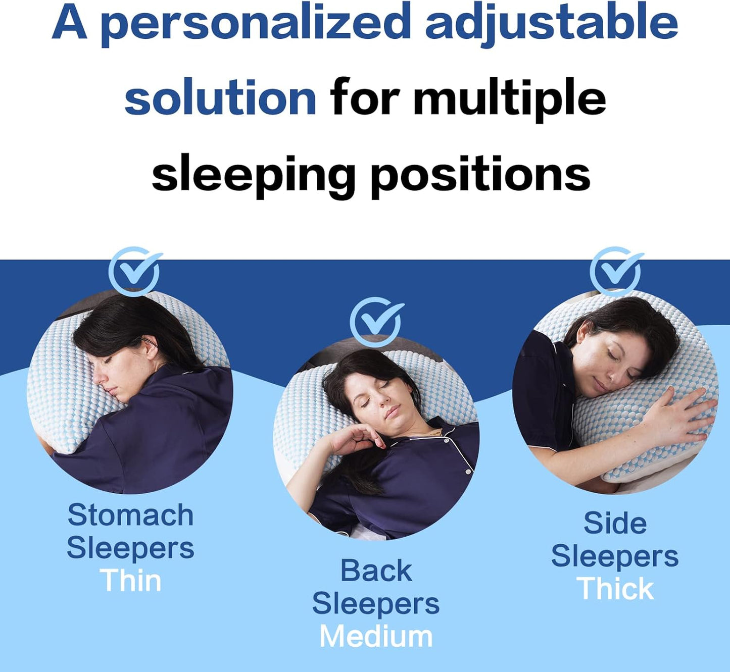 Firm Pillow Shredded Memory Foam(Adjustable Loft), Cooling Breathable for Sleeping Queen Size 2 Pack