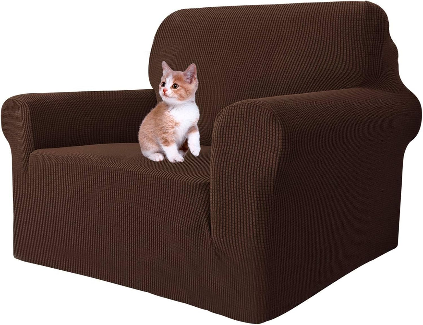 Super Stretch Couch Cover for 3 Cushion Couch, 1-Piece Universal Sofa Covers Living Room Jacquard Spandex Furniture Protector Dogs Pet Friendly Fitted (Large, Black)