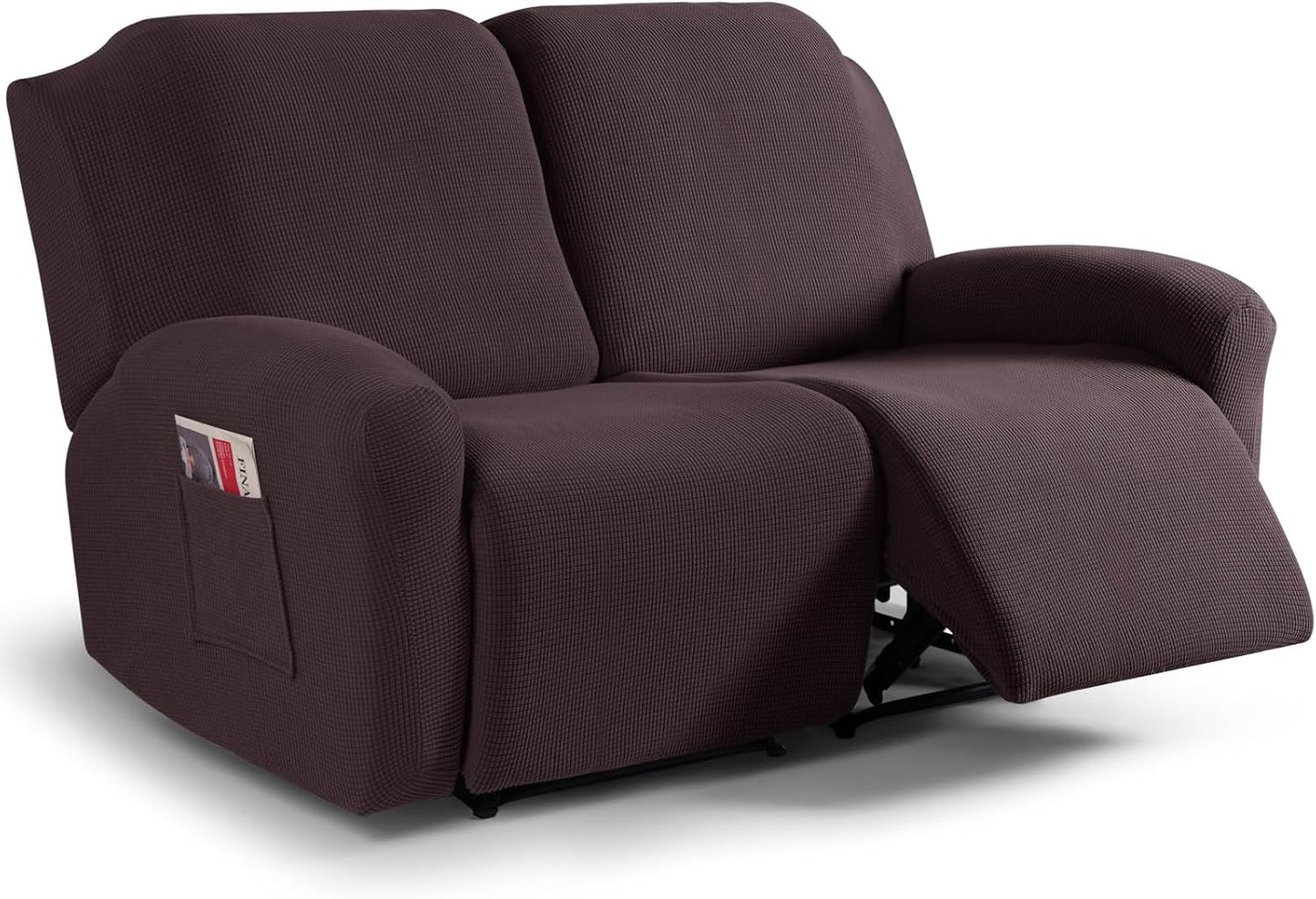 Recliner Sofa Covers 8-Pieces Stretch Large Couch Covers for 3 Seats Reclining Slipcovers Soft Jacquard Pattern Furniture Protector Black