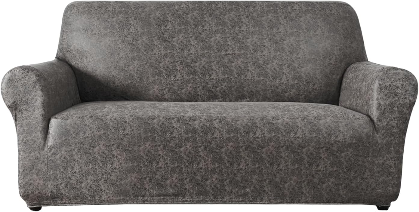 Single Sofa Cover for Home Décor, Super Soft Leather-Like Spandex Armchair Slipcover, Washable Non-Slip 1-Piece Chair Cover (Oversized Chair,Dark Brown)