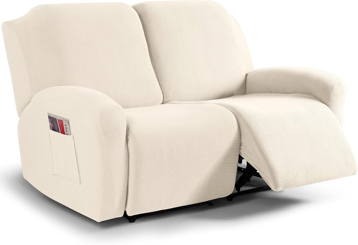 Recliner Sofa Covers 8-Pieces Stretch Large Couch Covers for 3 Seats Reclining Slipcovers Soft Jacquard Pattern Furniture Protector Black