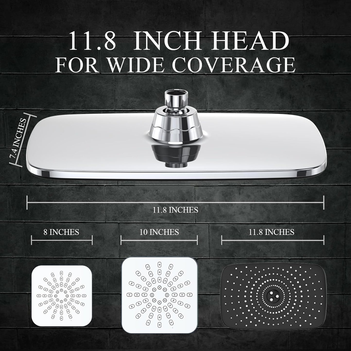 High Pressure Rain Shower Head Combo with Extension Arm- Wide Showerhead with 6 Handheld Water Spray - Adjustable Dual Shower with Anti-Clog Nozzles - Silver Chrome