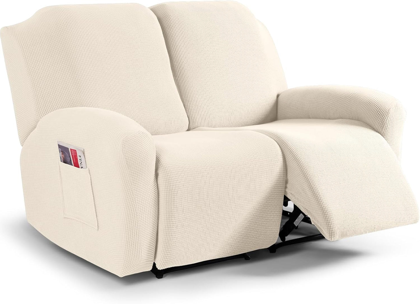 Recliner Sofa Covers 8-Pieces Stretch Large Couch Covers for 3 Seats Reclining Slipcovers Soft Jacquard Pattern Furniture Protector Black