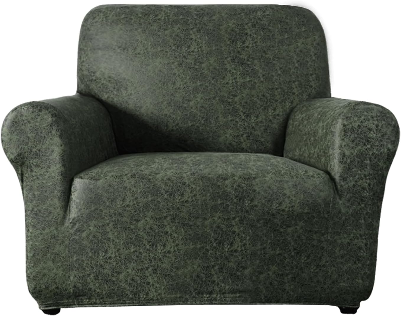 Single Sofa Cover for Home Décor, Super Soft Leather-Like Spandex Armchair Slipcover, Washable Non-Slip 1-Piece Chair Cover (Oversized Chair,Dark Brown)