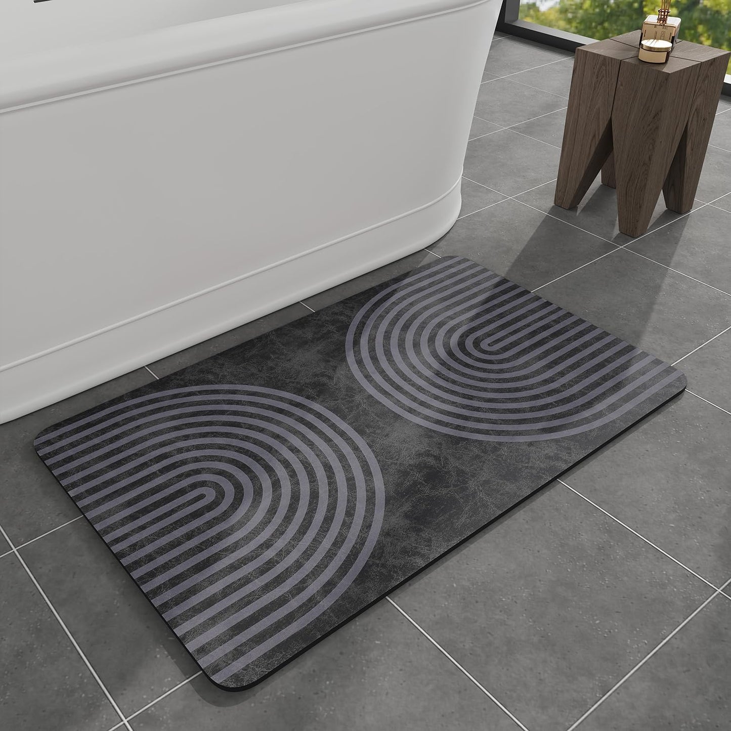 Bath Mat Rug-Rubber Backing Non Slip Quick Dry Absorbent Thin Bathroom Rugs Fit Under Door-Faux Suede Surface Bathroom Floor Mats-Shower Rug for in Front of Bathtub Shower Gray 24"X70"