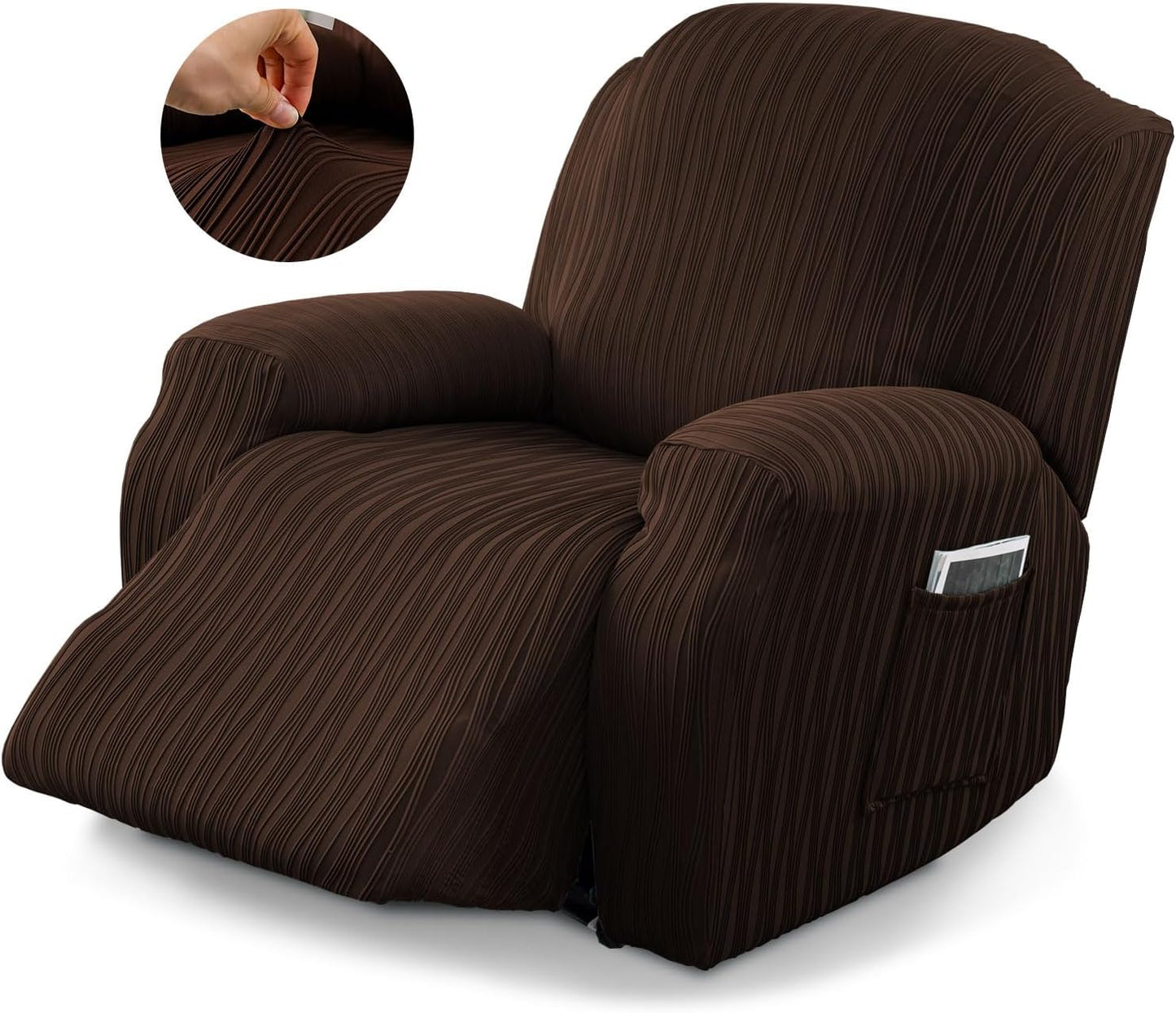 Recliner Cover Stretch Soft Couch Cover for Dogs, Sofa Slipcover for Recliner Couch Leakproof Furniture Protector for Kids, Pets (Beige)