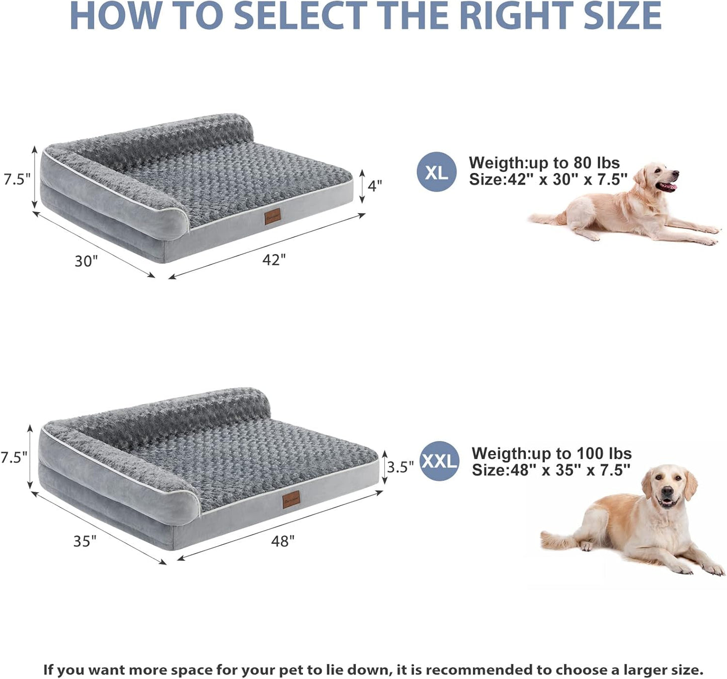 Orthopedic Dog Beds for Large Dogs-Waterproof Sofa Dog Bed with Removable Washable Cover, Large Dog Bed with Waterproof Lining and Nonskid Bottom,Pet Bed for Large Dogs