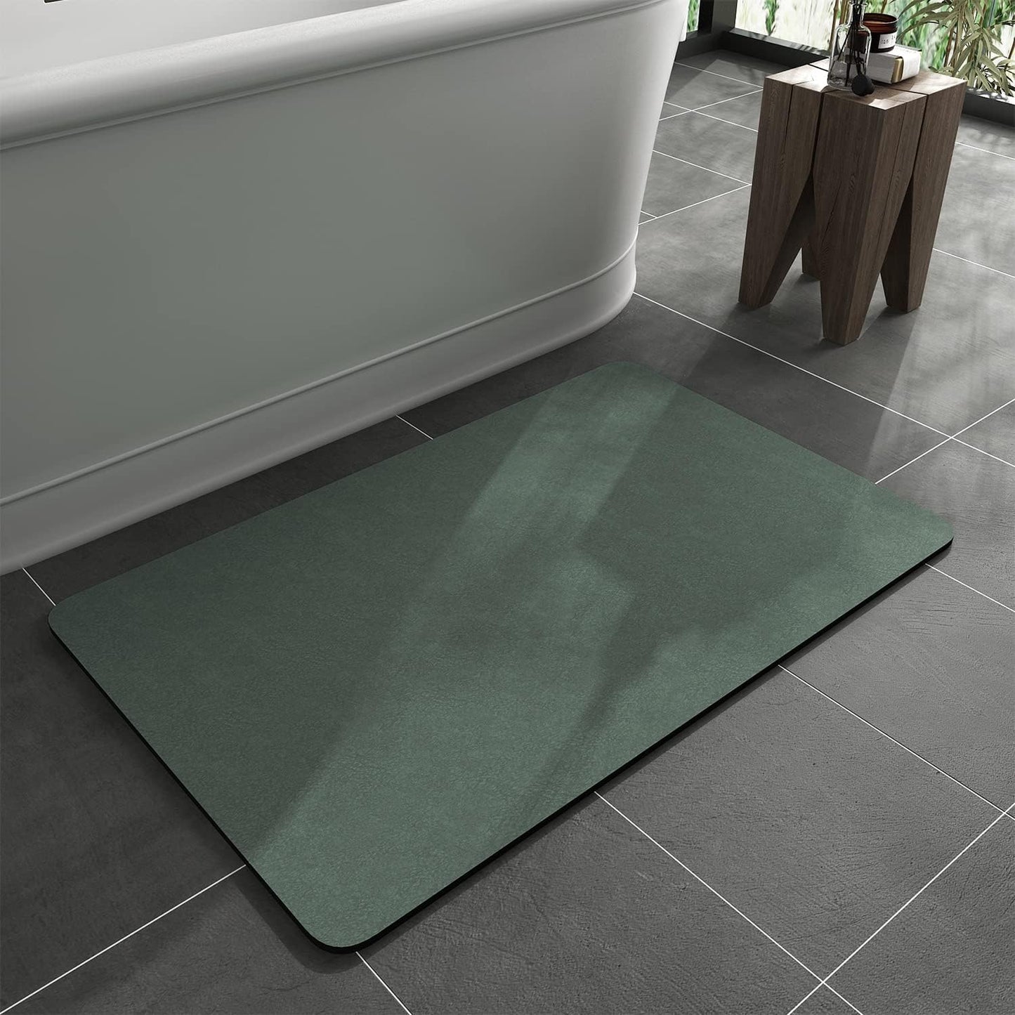 Bath Mat Rug-Rubber Backing Non Slip Quick Dry Absorbent Thin Bathroom Rugs Fit Under Door-Faux Suede Surface Bathroom Floor Mats-Shower Rug for in Front of Bathtub Shower Gray 24"X70"