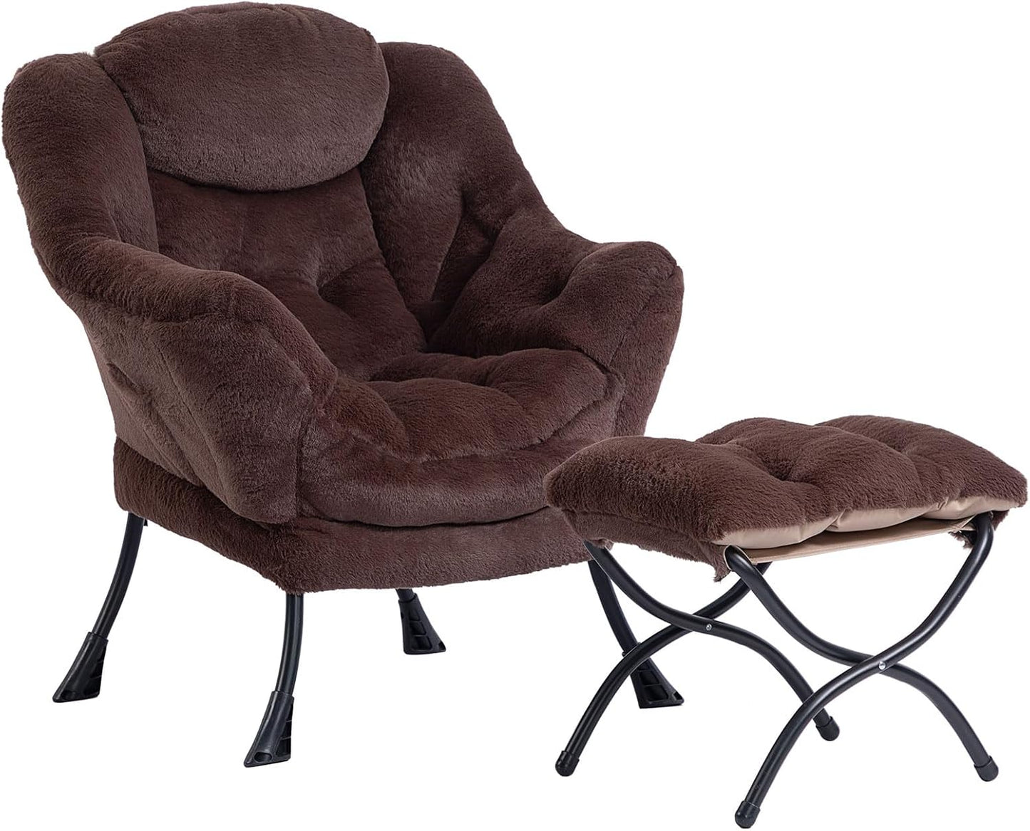 Fabric Large Lazy Chair for Living Room Accent Reading Chair Cozy Lounge Chair with Armrest Leisure Sofa Chair for Bedroom, Dorm, Dark Grey