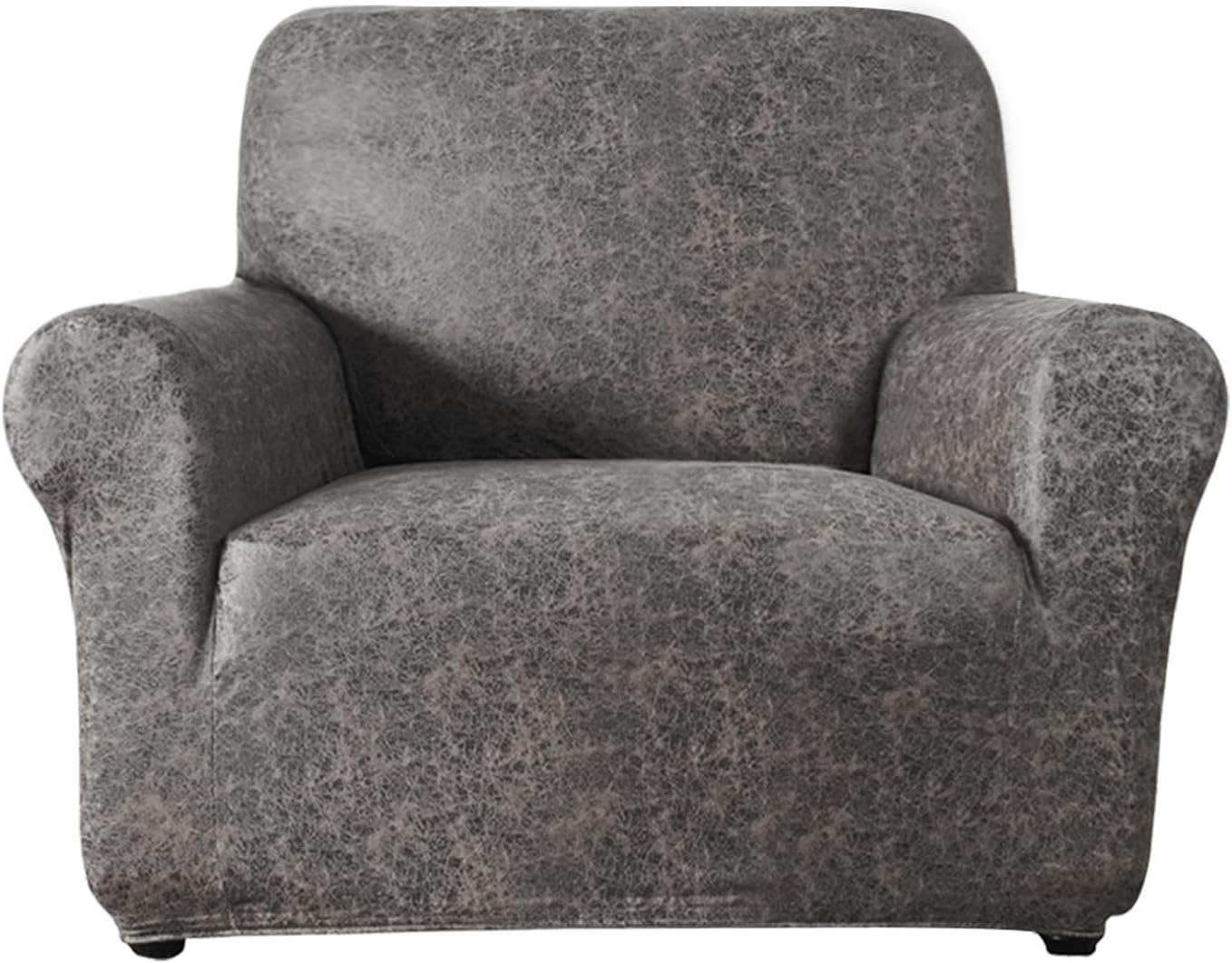 Single Sofa Cover for Home Décor, Super Soft Leather-Like Spandex Armchair Slipcover, Washable Non-Slip 1-Piece Chair Cover (Oversized Chair,Dark Brown)