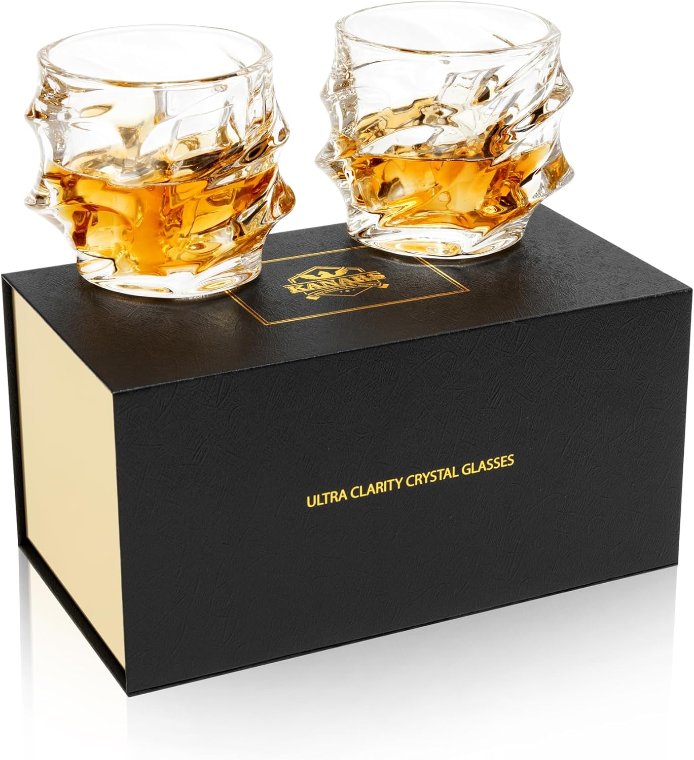 Old Fashioned Whiskey Glasses 11 Oz - Glasses Set of 4 for Bourbon Cocktail Scotch Snifter Malt Cognac - Heavy Crystal Bar Glassware - Unique Men Gift