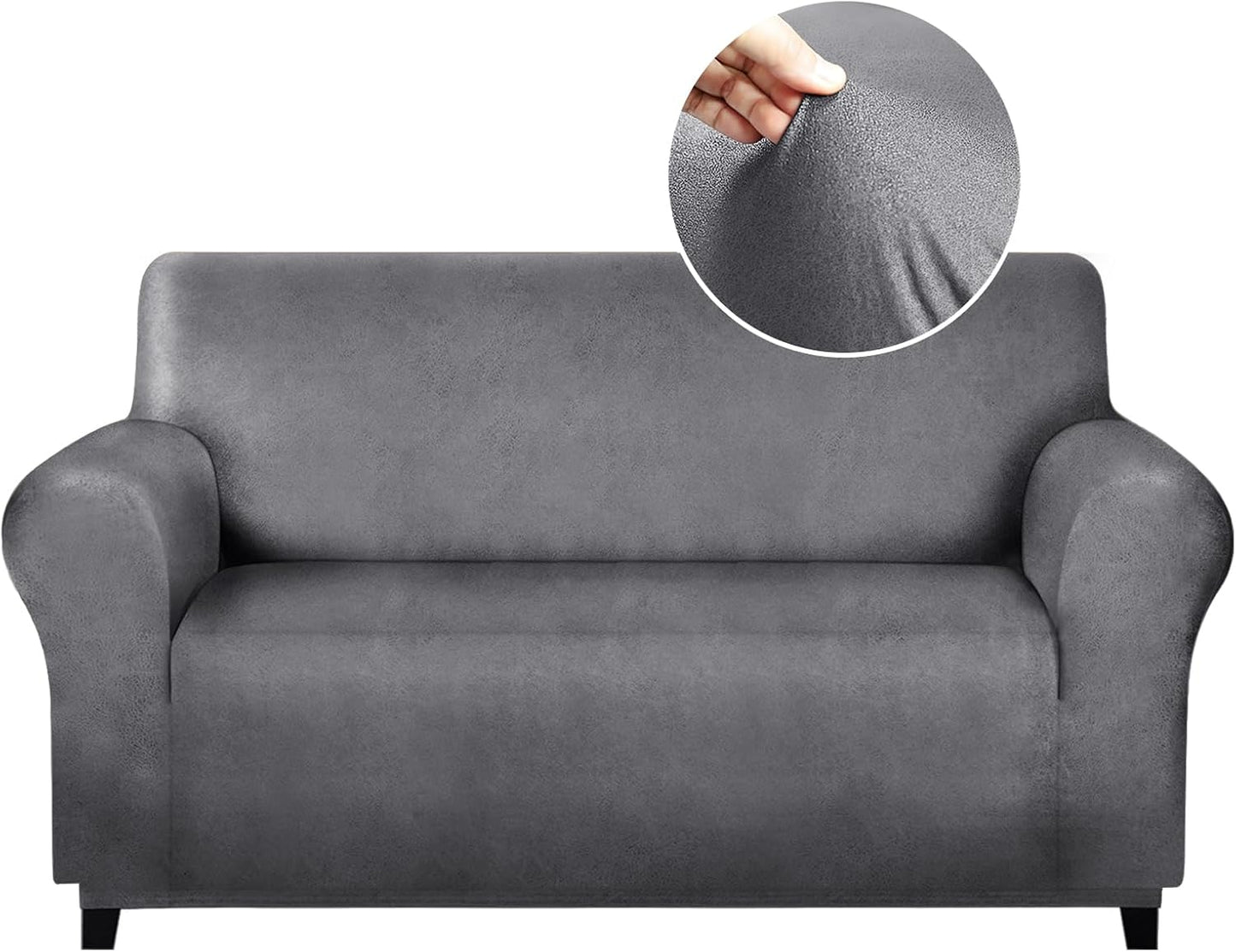 Single Sofa Cover for Home Décor, Super Soft Leather-Like Spandex Armchair Slipcover, Washable Non-Slip 1-Piece Chair Cover (Oversized Chair,Dark Brown)