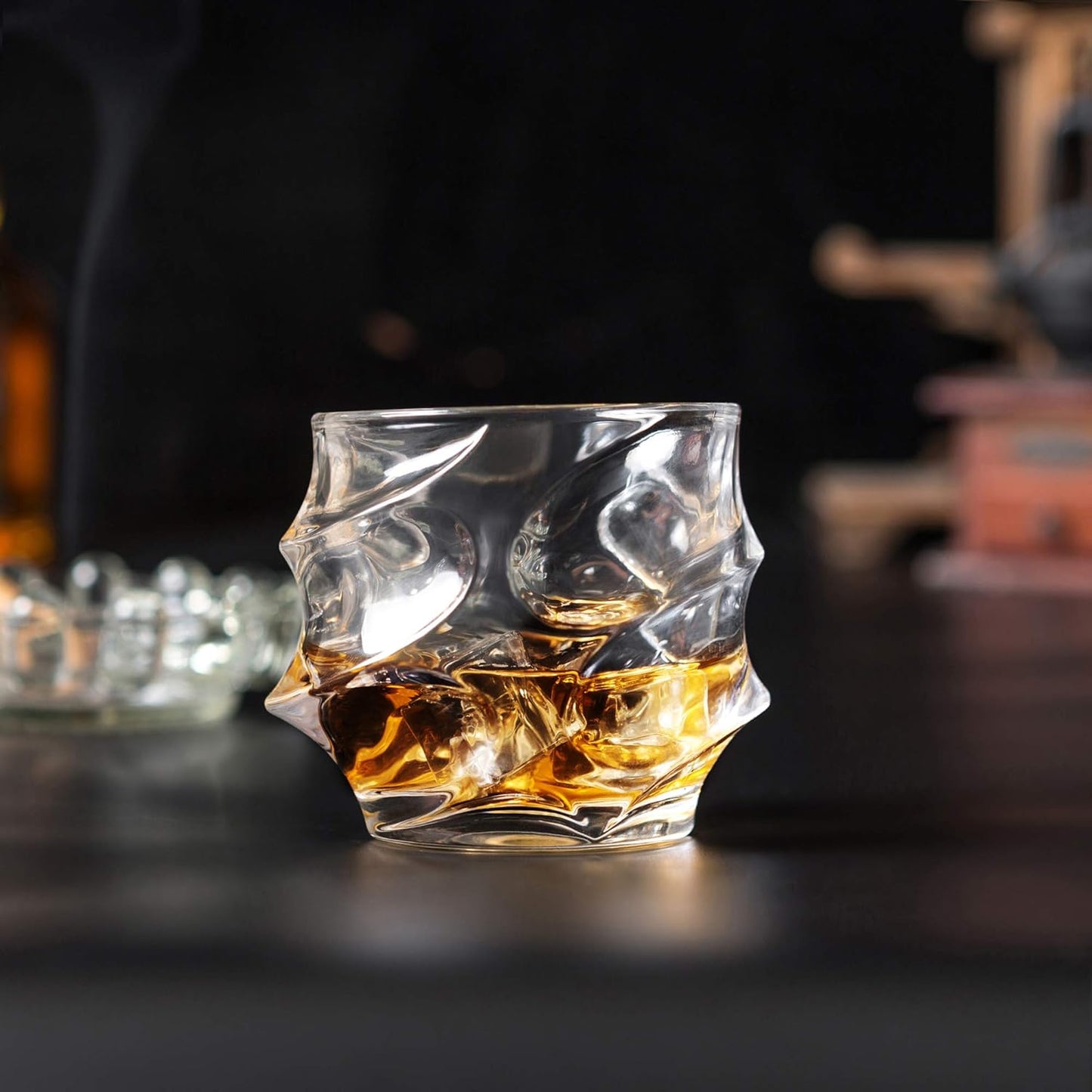 Old Fashioned Whiskey Glasses 11 Oz - Glasses Set of 4 for Bourbon Cocktail Scotch Snifter Malt Cognac - Heavy Crystal Bar Glassware - Unique Men Gift