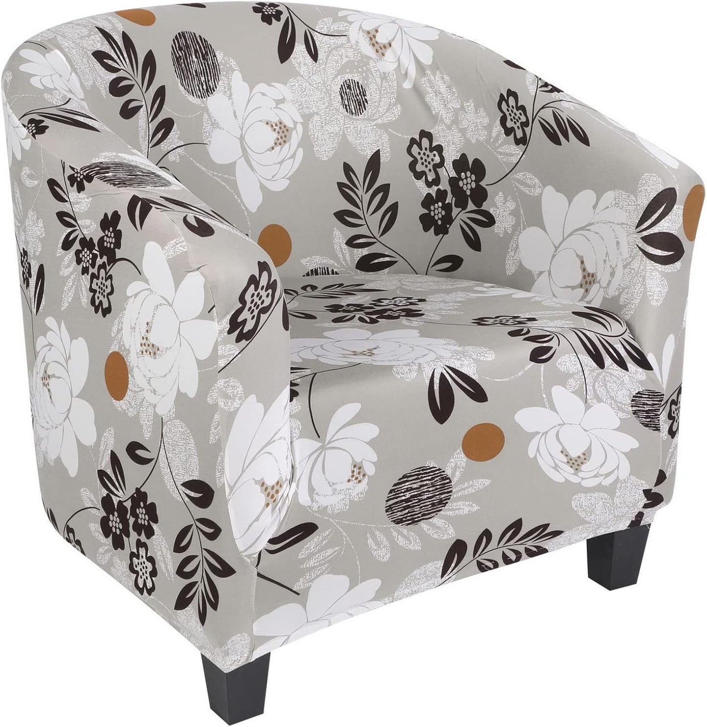 Club Chair Slipcover Stretch Barrel Chair Covers Jacquard Tub Chair Slipcover Spandex Armchair Sofa Cover Removable Couch Furniture Protector Arm Chair Cover for Living Room(Creamy-White)