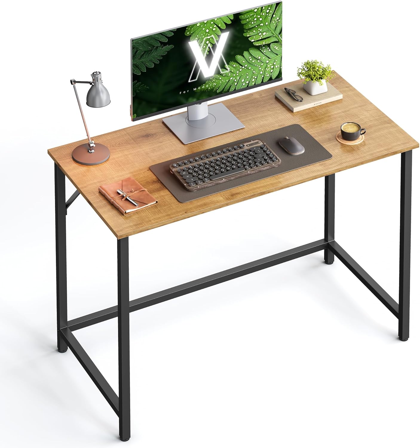 Computer Desk, 39.4-Inch Writing Desk, Home Office Small Study Workstation, Industrial Style PC Laptop Table, Simple Assembly, Steel Frame, Rustic Brown and Black