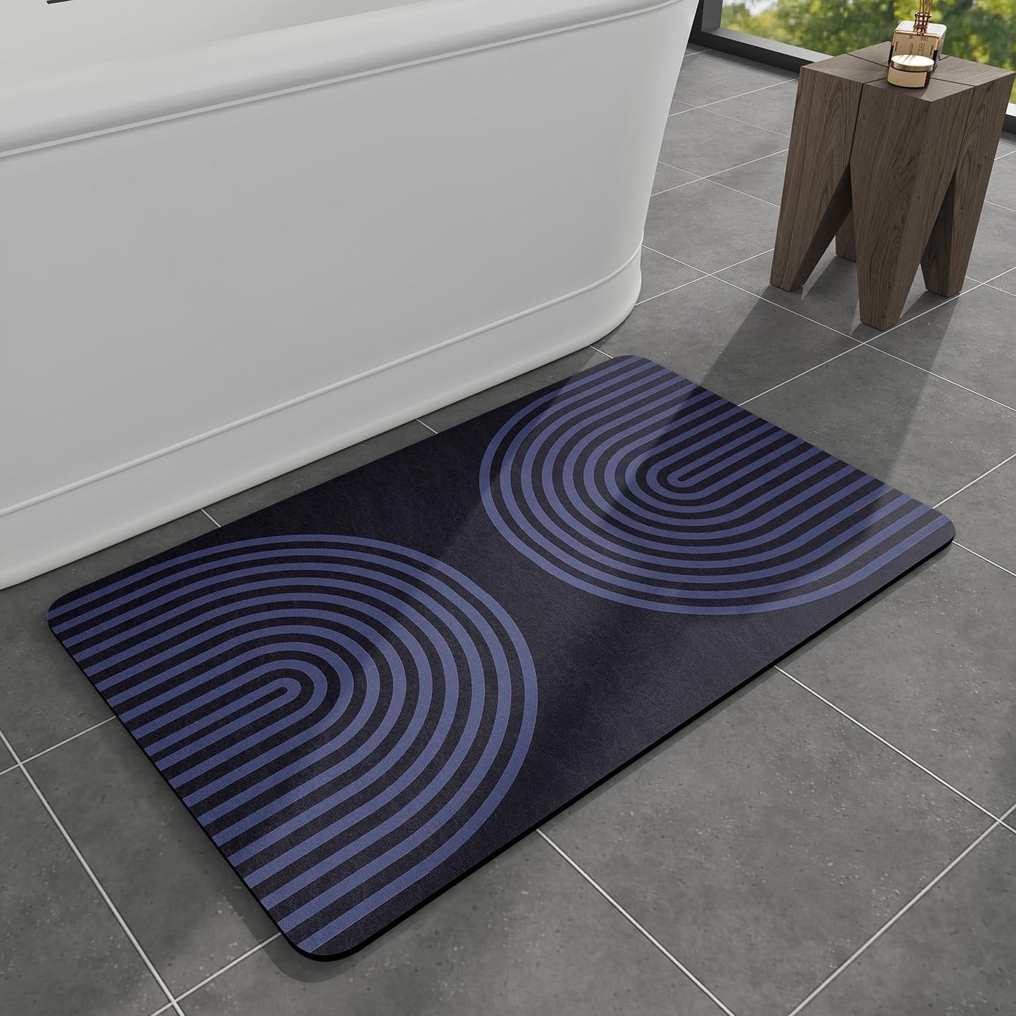 Bath Mat Rug-Rubber Backing Non Slip Quick Dry Absorbent Thin Bathroom Rugs Fit Under Door-Faux Suede Surface Bathroom Floor Mats-Shower Rug for in Front of Bathtub Shower Gray 24"X70"